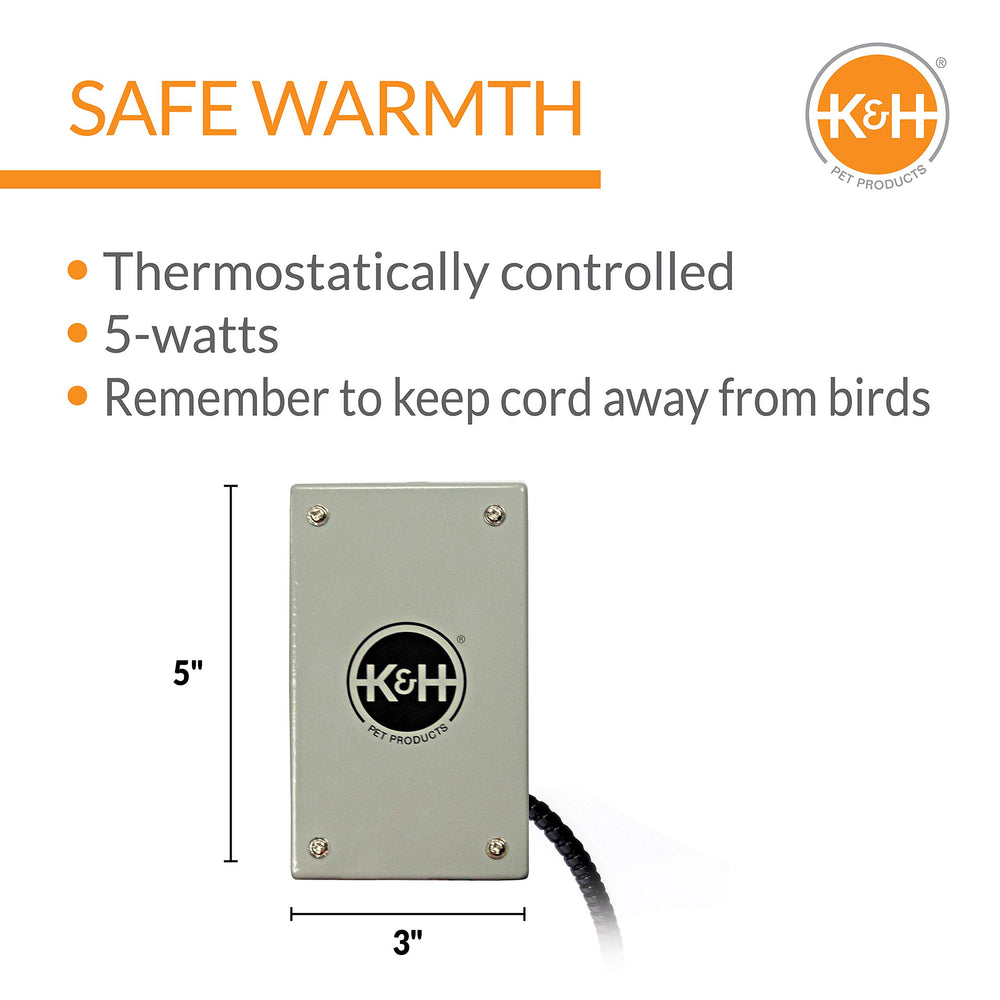 K&H Snuggle-Up chauffe-cage fixé côté cage, chaleur douce pour cacatoès.