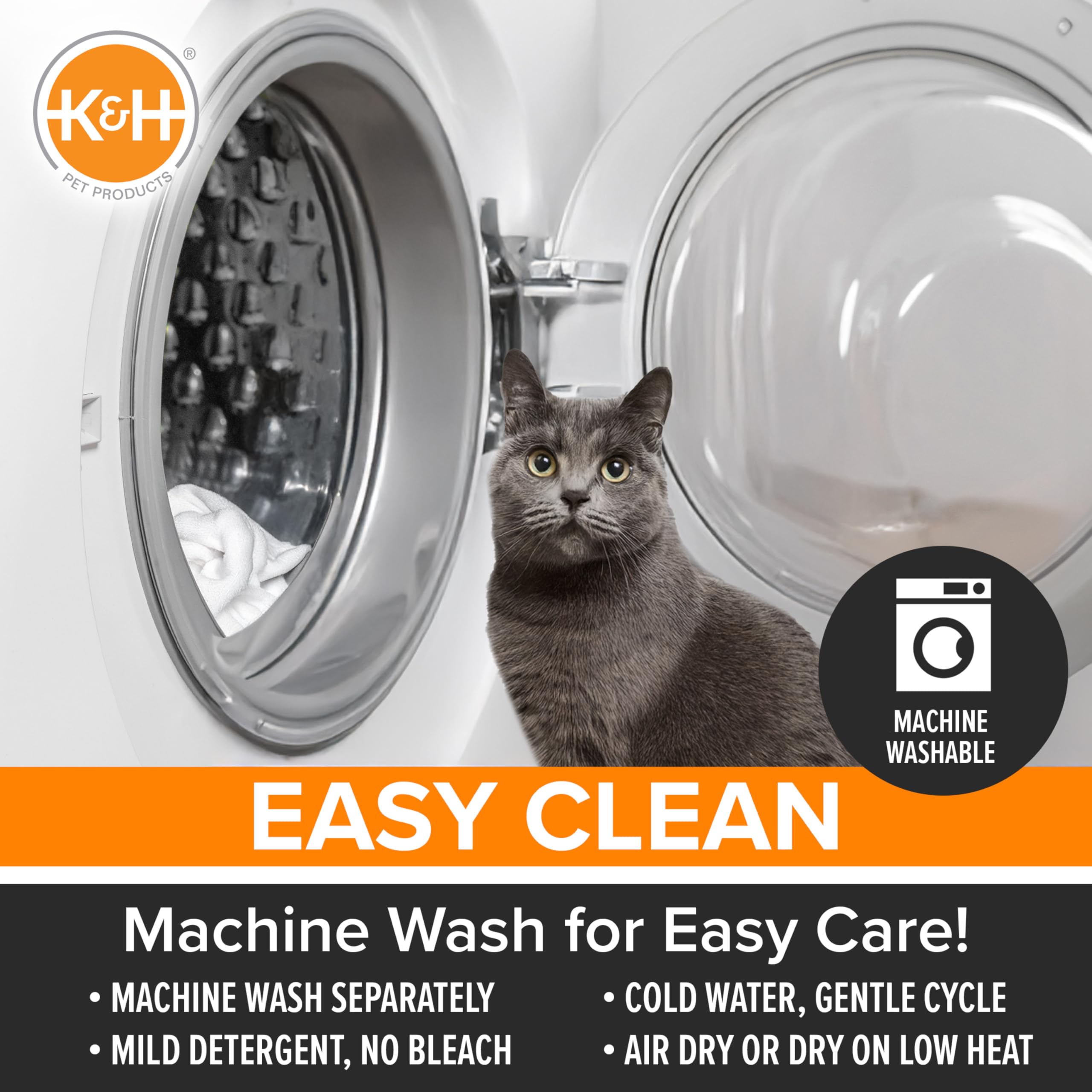 Tapis K&H lavable en machine pour un entretien facile.