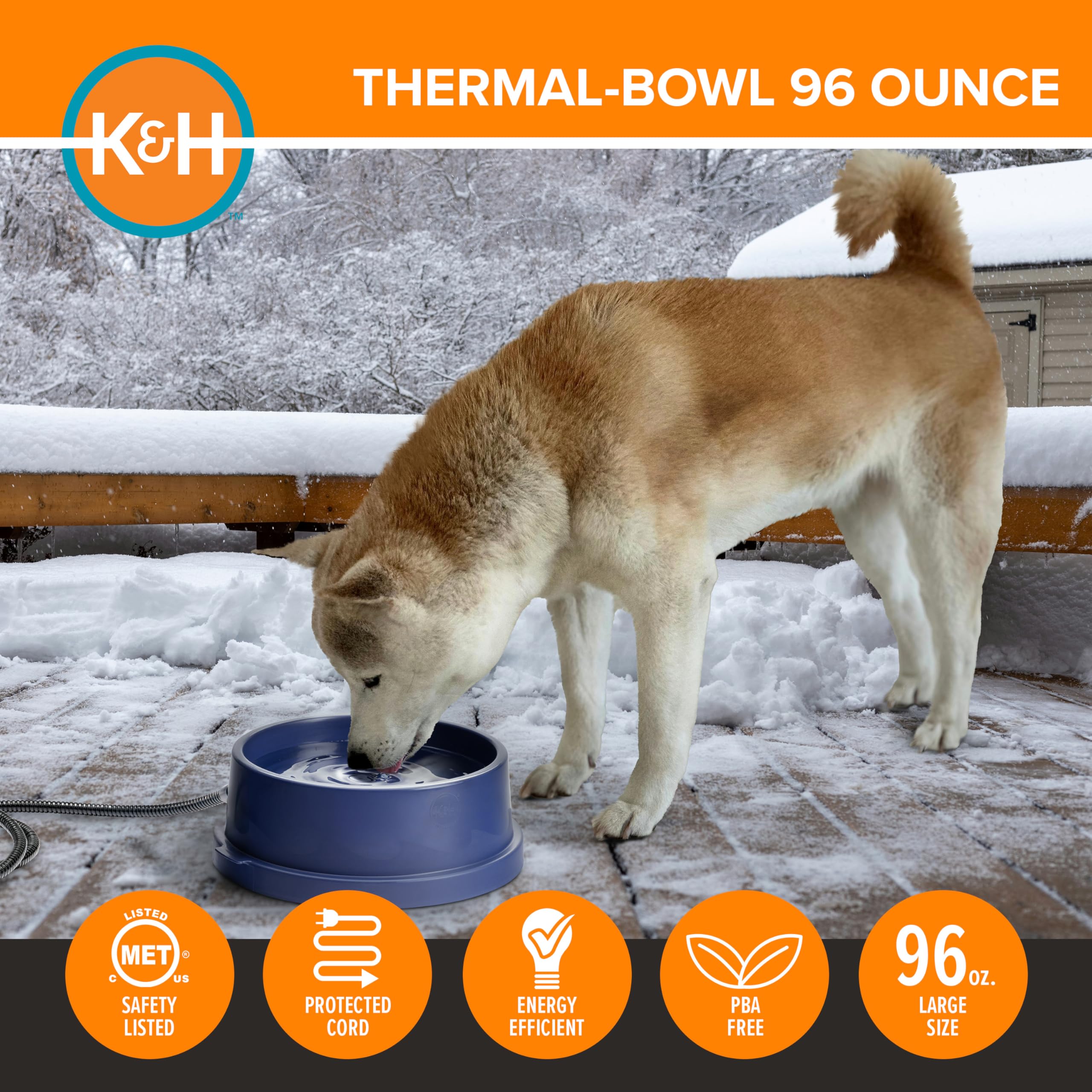 K&H Thermal-Bowl pour usage intérieur et extérieur, eau toujours disponible.