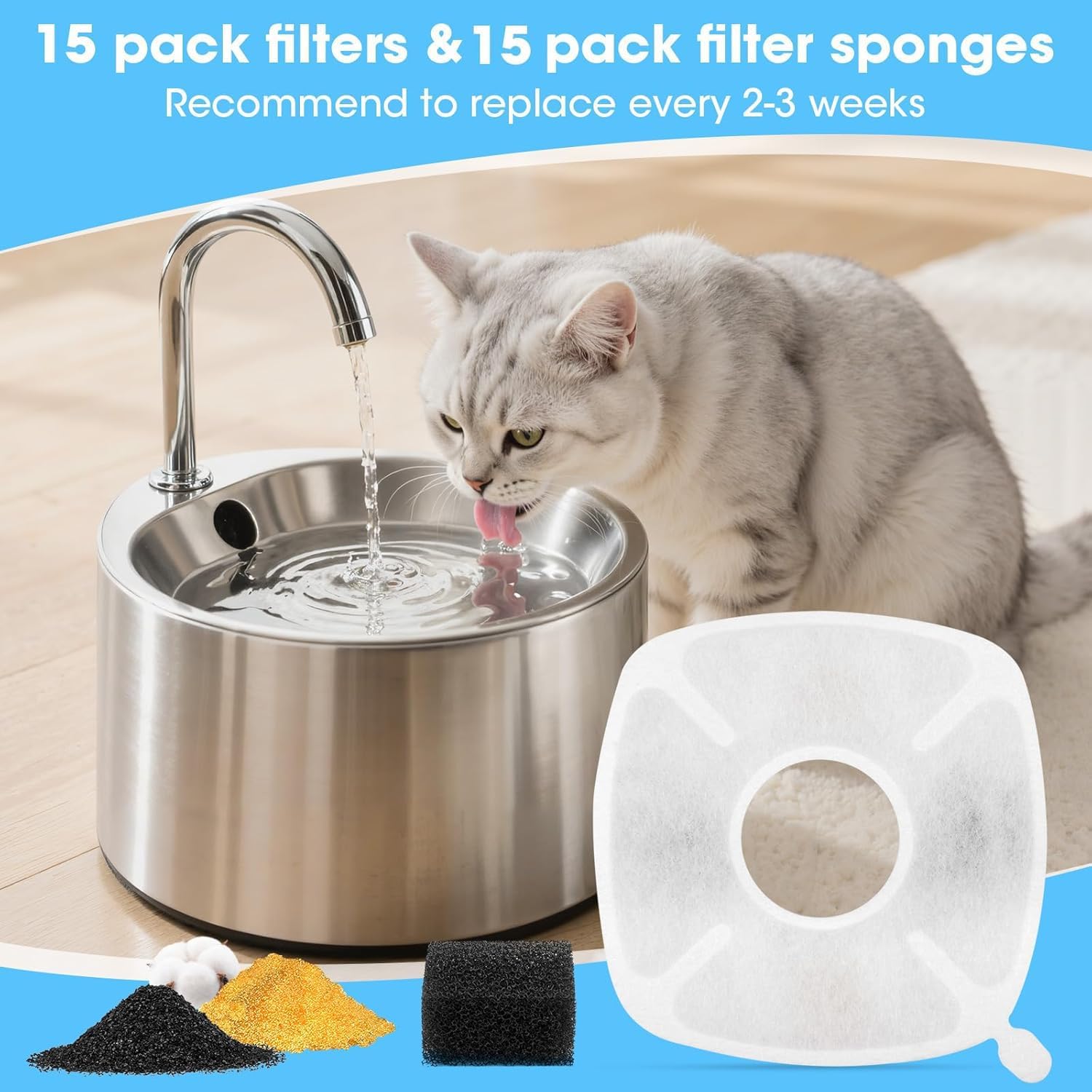 Kapawze filtres fontaine chat compatibles: s'adaptent sur PLWF005/PLWF115/PLWF105 inox.