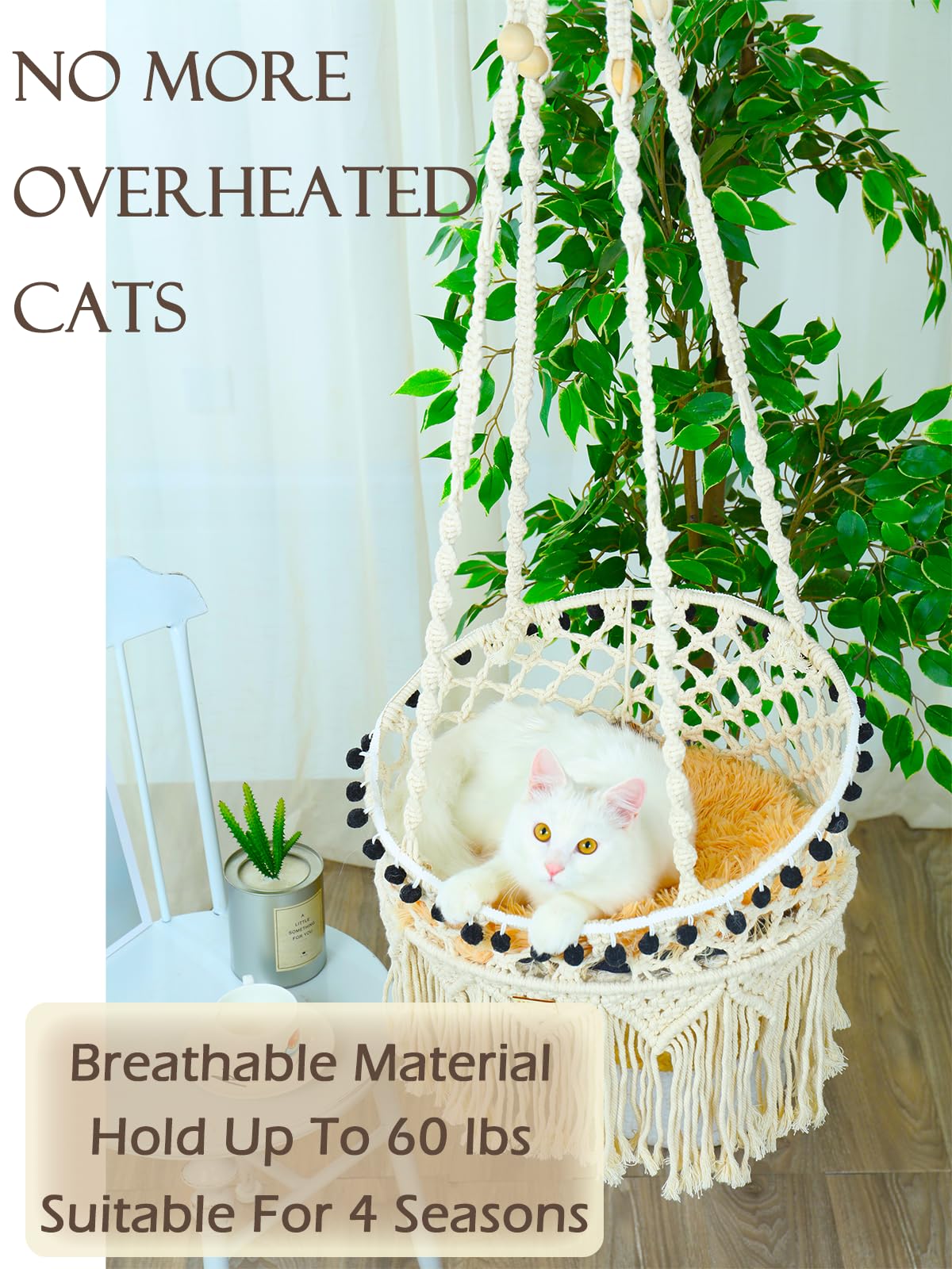 KARCEEY Macramé Chat Hammock – jouet Nip inclus et tapis de grattage pour l'éveil.
