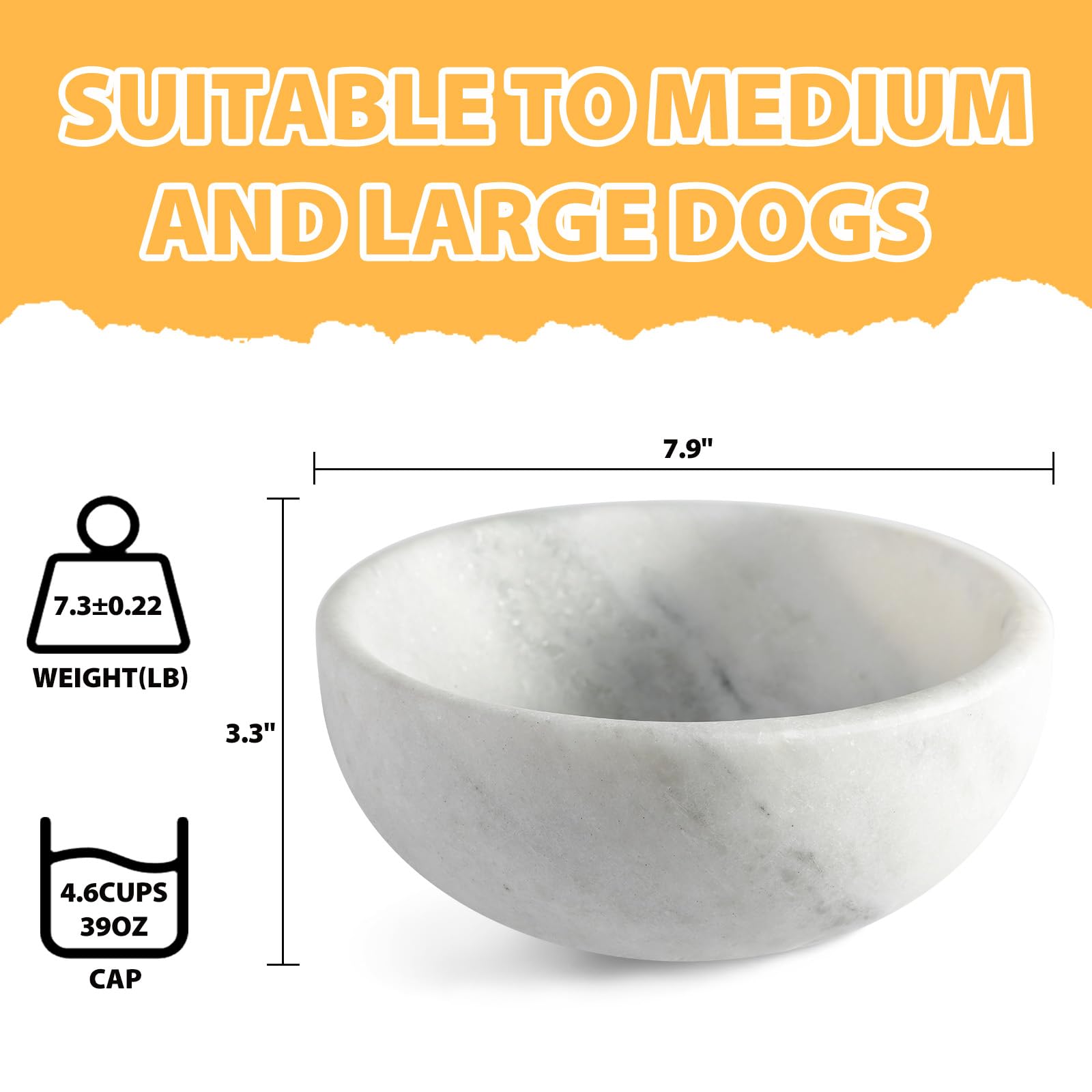 Bol Karibiber marbre blanc, parfait pour chiens et chats lors des repas.