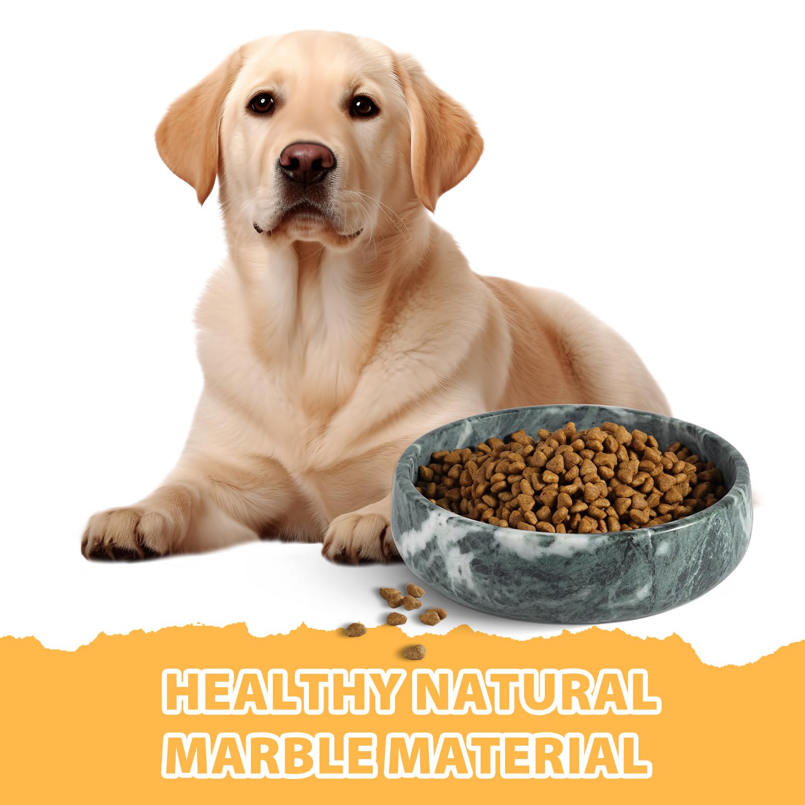 Bol Karibiber en marbre vert, poids stable pour grands chiens.