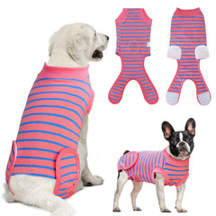Karoku costume de récupération pour chien rose vue avant, protège plaies et mobilité.
