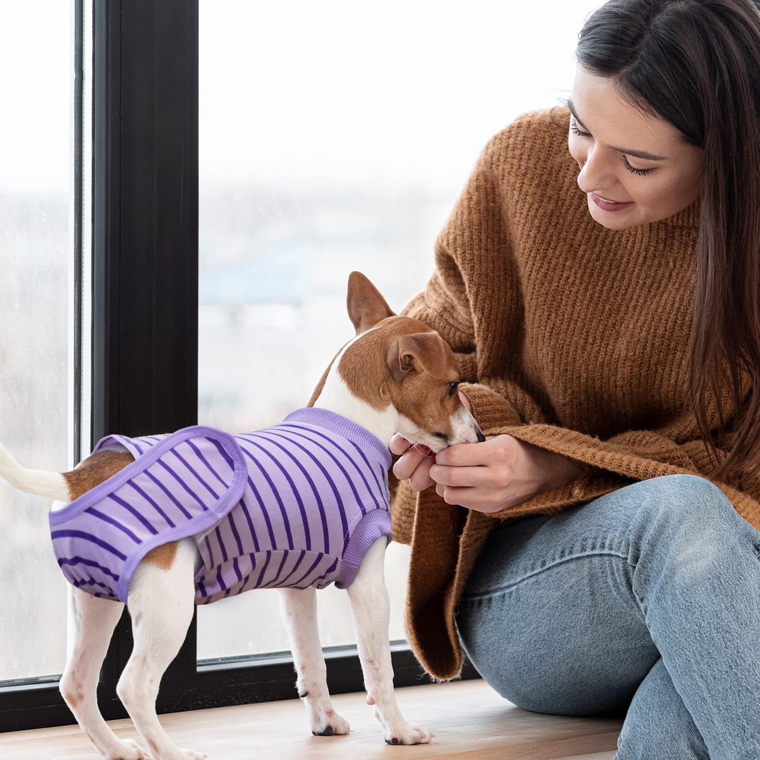 Karoku tenue post-chirurgie chat couleur violet et confort quotidien.