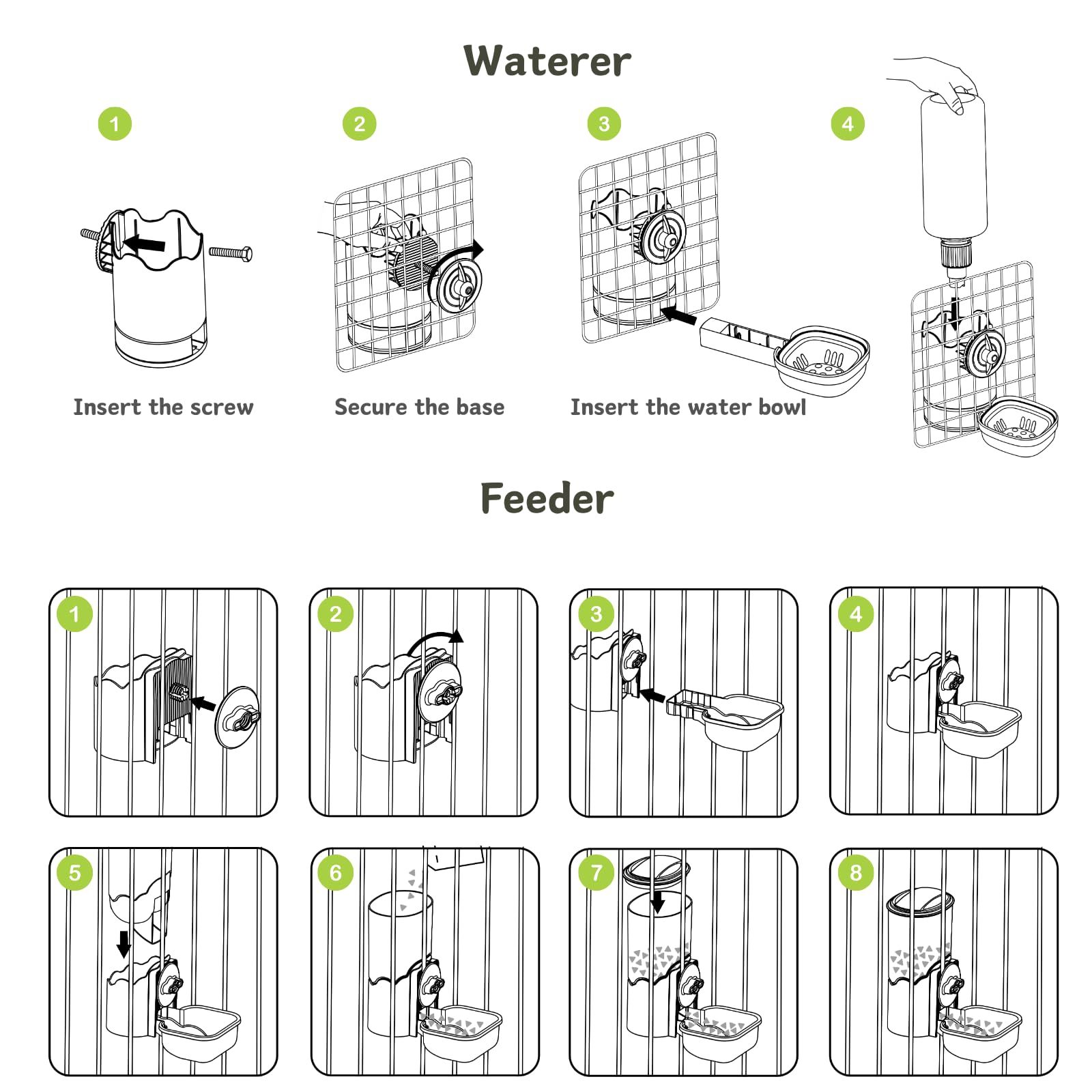Kassiva installation simple sur cage pour petits animaux.