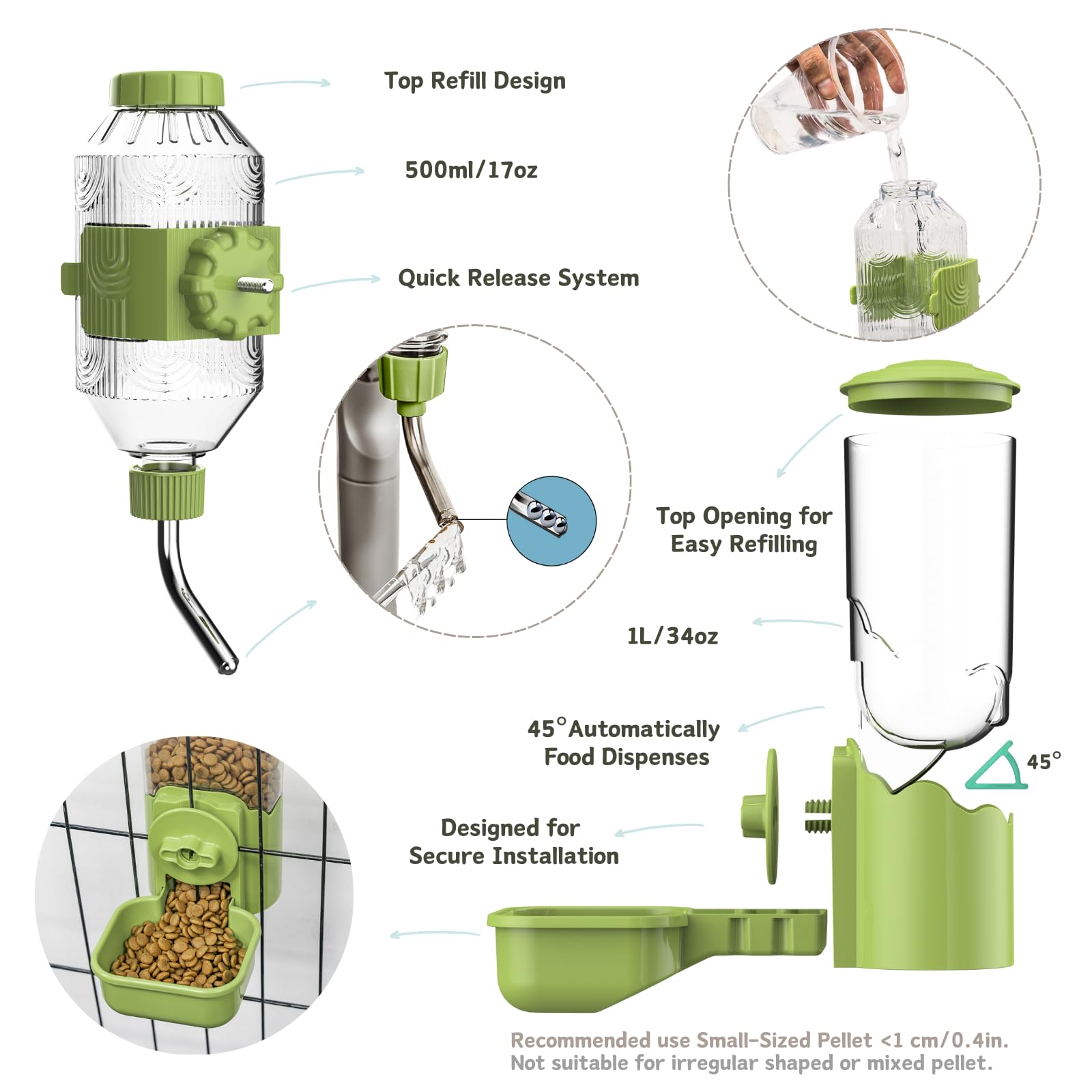 Kassiva système alimentation gravité verte, nourrissage constant sans surveillance.