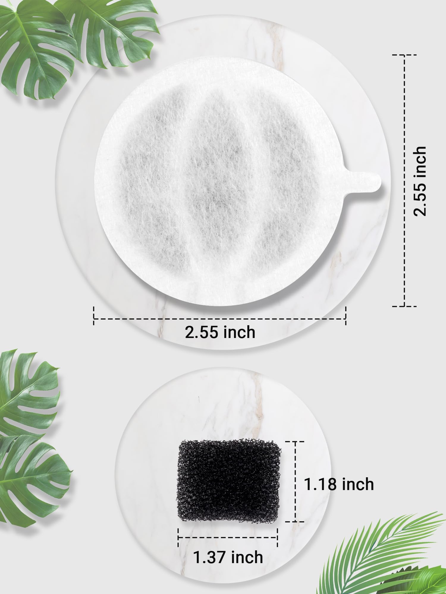 Ensemble de 16 filtres et 2 cotons absorbants pour filtration renforcée et réduction du bruit.