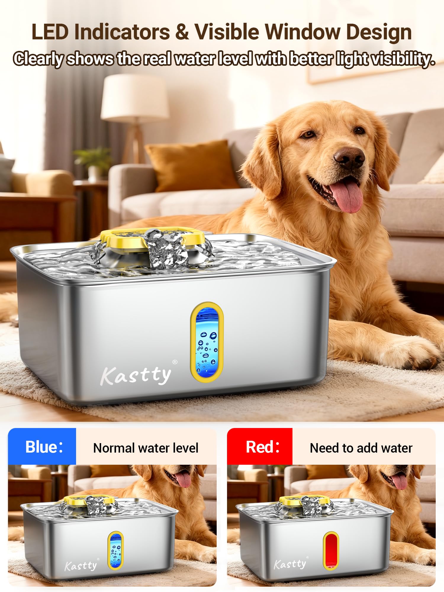 Kastty fenetre-visuelle-led permet de suivre le niveau et d'éclairer la zone.