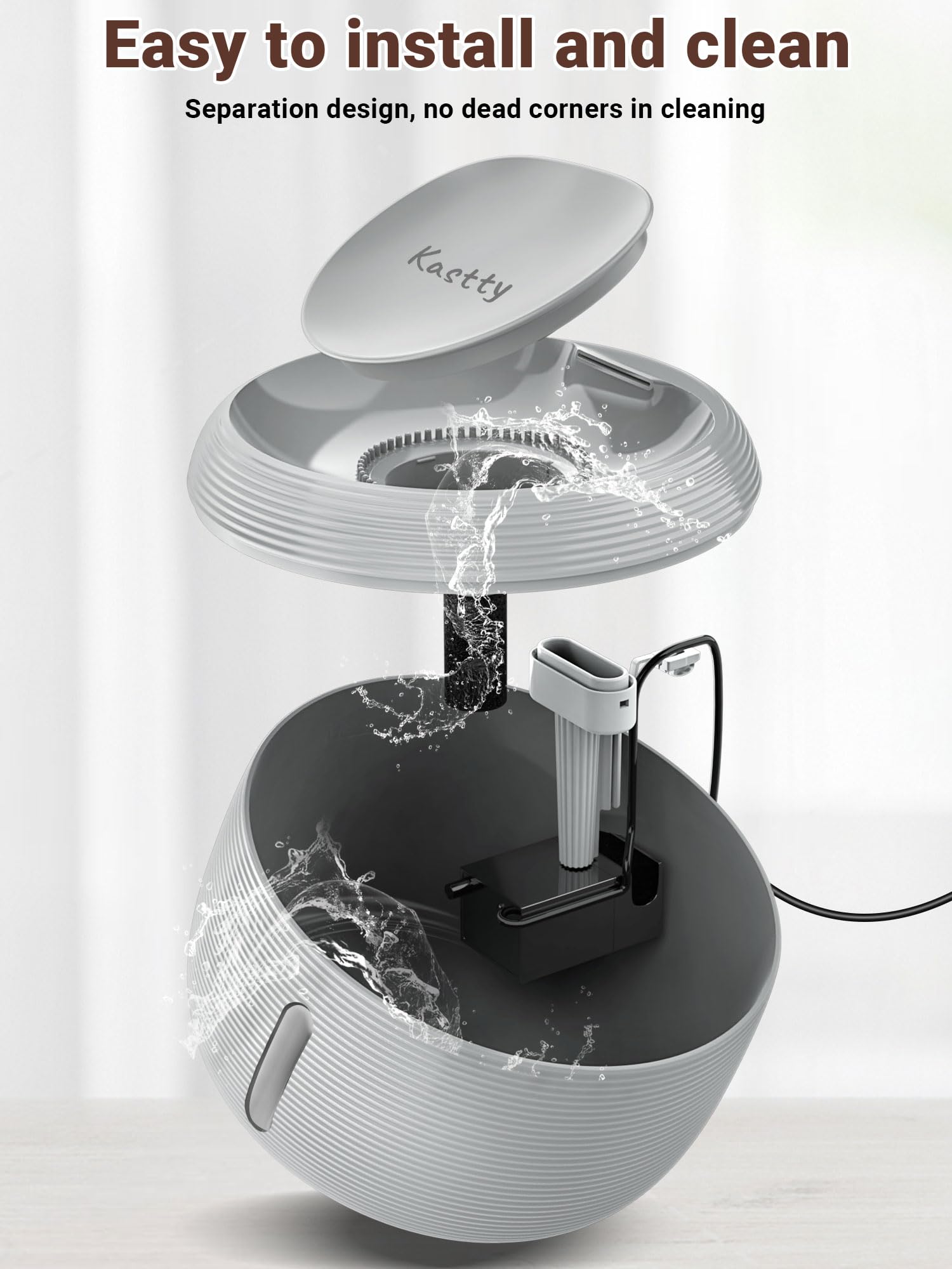 Kastty fontaine-chat-filtration-visuelle: filtration multiple pour eau fraîche et claire.