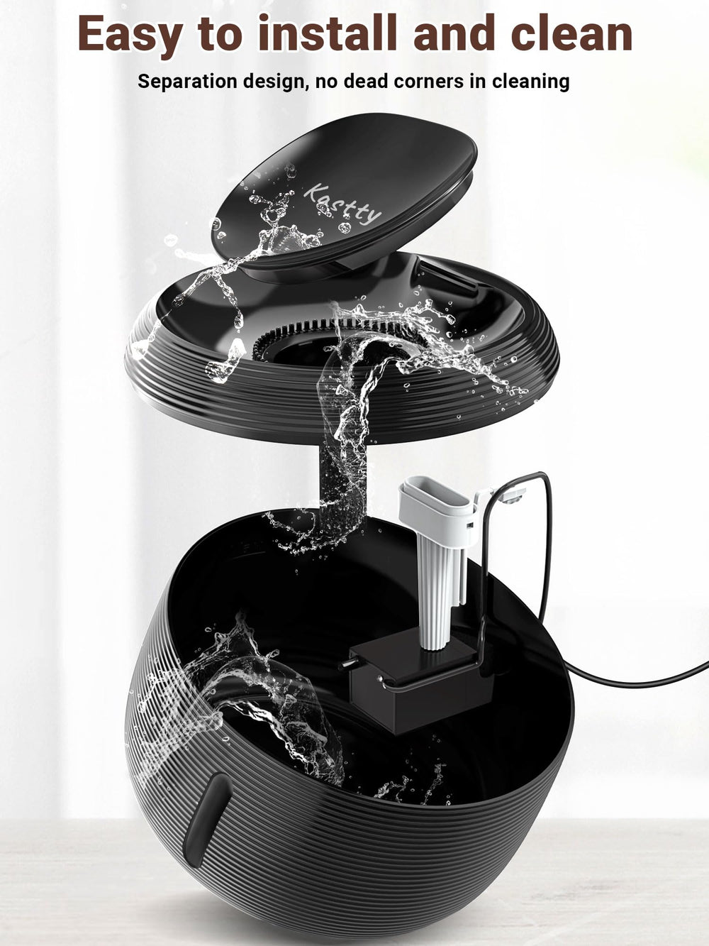 Kastty fontaine chat démontage facile pour nettoyage rapide