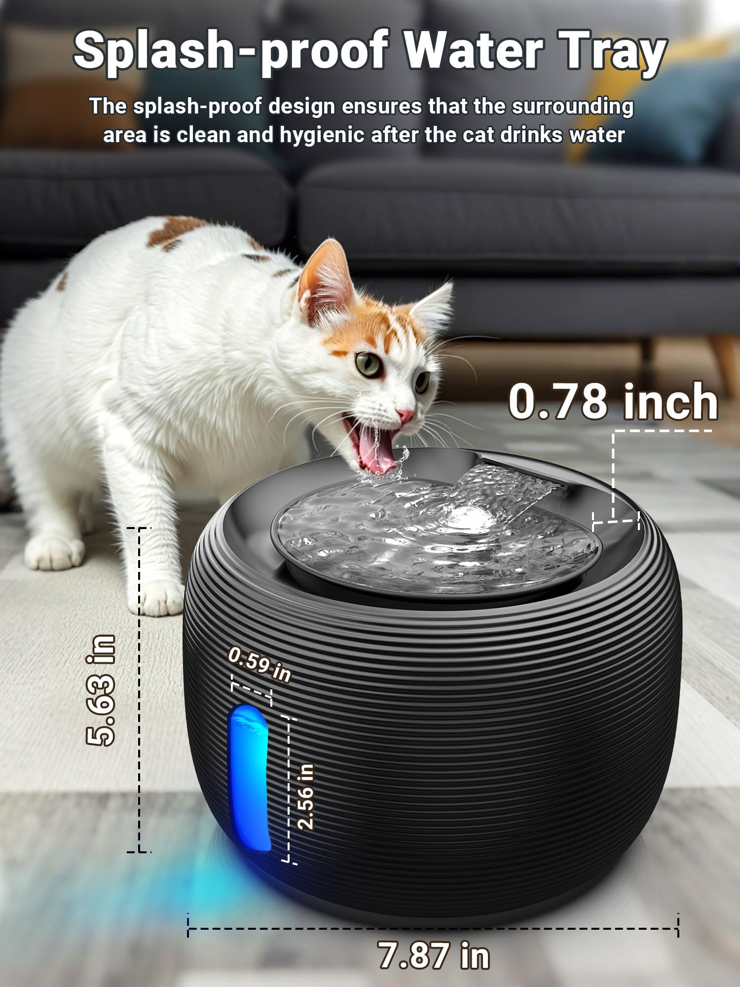 Kastty fontaine chat niveau d'eau visible pour recharger facilement