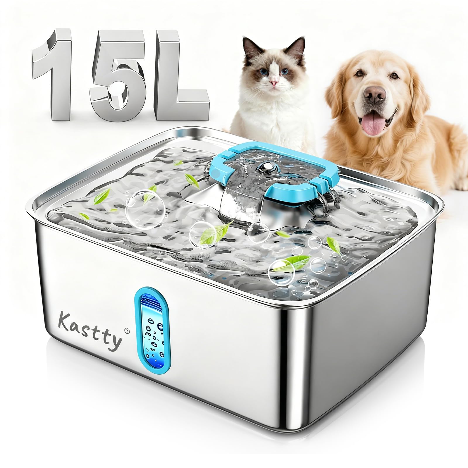 Kastty fontaine eau chien 15L, grande capacité pour hydrater plusieurs animaux