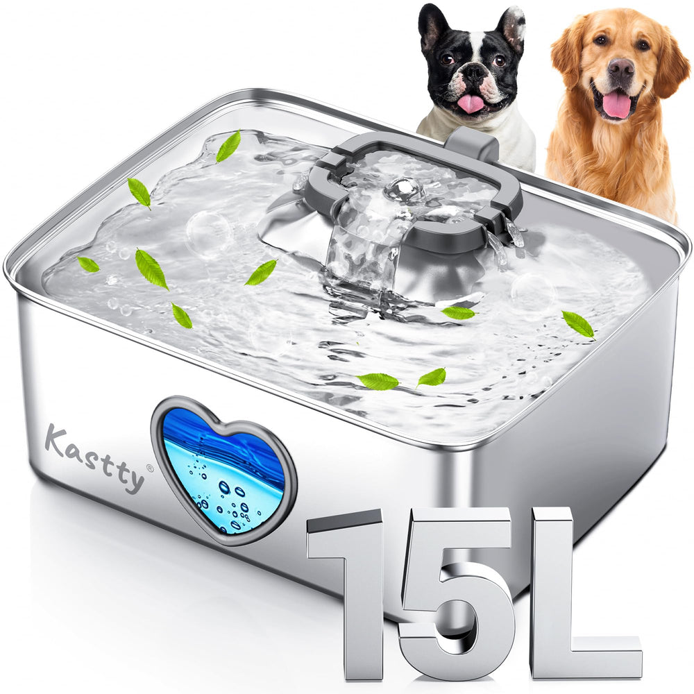 Kastty fontaine-eau chien 15l avec fenetre visuelle, surveillez le niveau d'eau facilement.