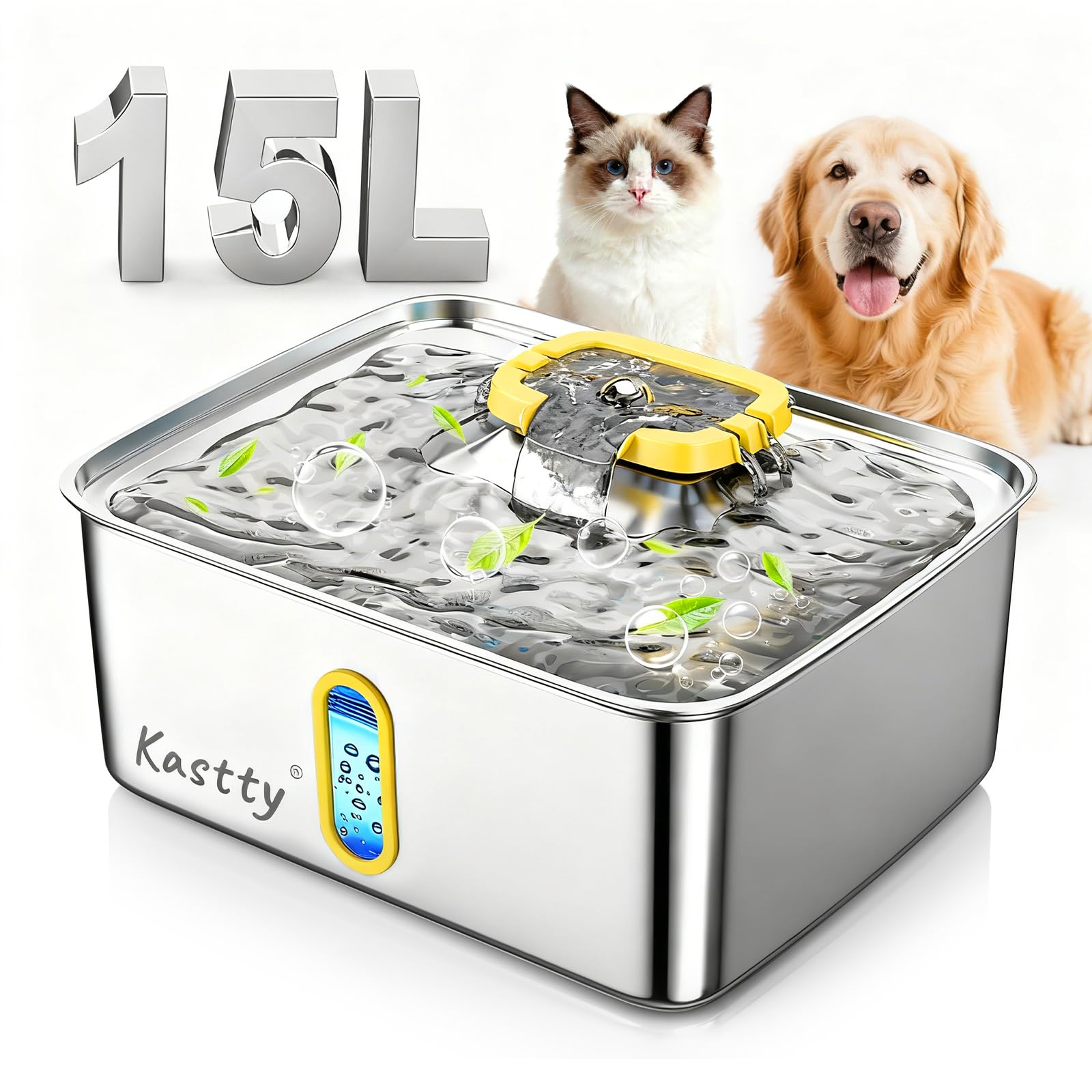 Kastty fontaine-eau-chien-capacite-15l offre hydratation durable pour chiens et chats.