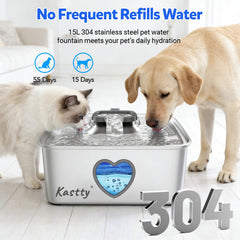 Kastty fontaine-eau chien illumination bi-couleur, repérez les niveaux d'eau même la nuit.