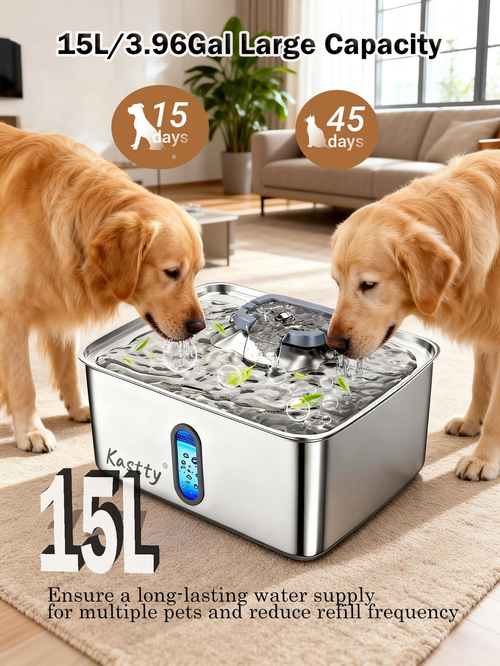 Kastty fontaine eau chien en acier inoxydable 304 durable et facile d entretien