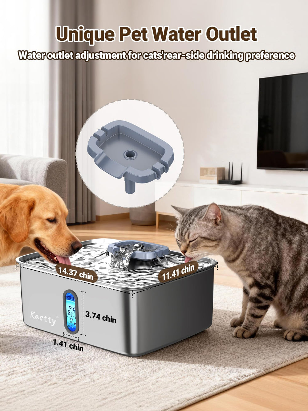 Kastty fontaine eau chien LED aide trouver l eau la nuit