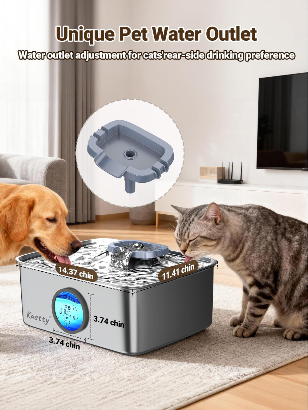 Kastty fontaine-eau-chien-niveau-eau: indicateur rouge signale quand ajouter de l'eau.