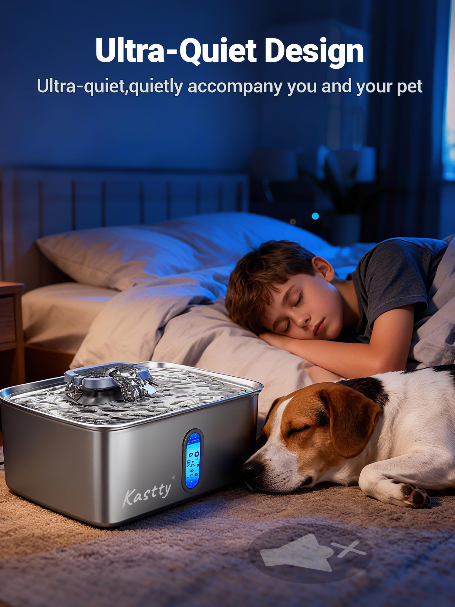 Kastty fontaine eau chien pompe ultra silencieuse a 25 dB
