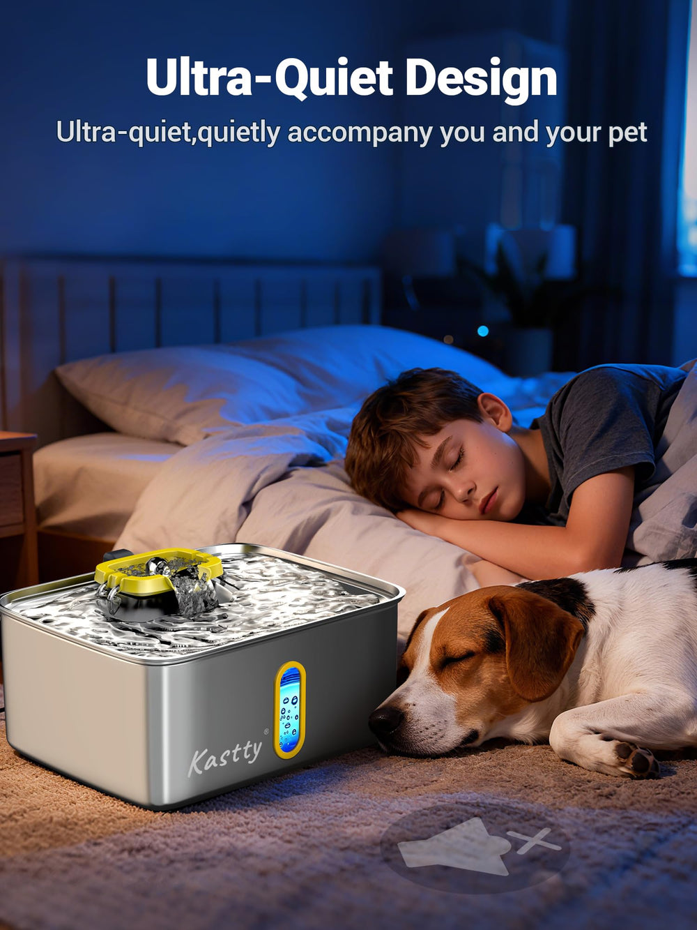 Kastty pompe-silencieuse-25db fonctionne presque inaudiblement pour le repos nocturne.