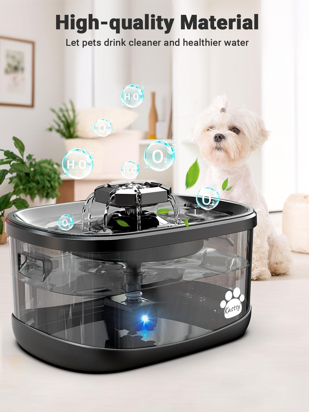 réservoir transparent kastty avec indicateur LED pour le niveau