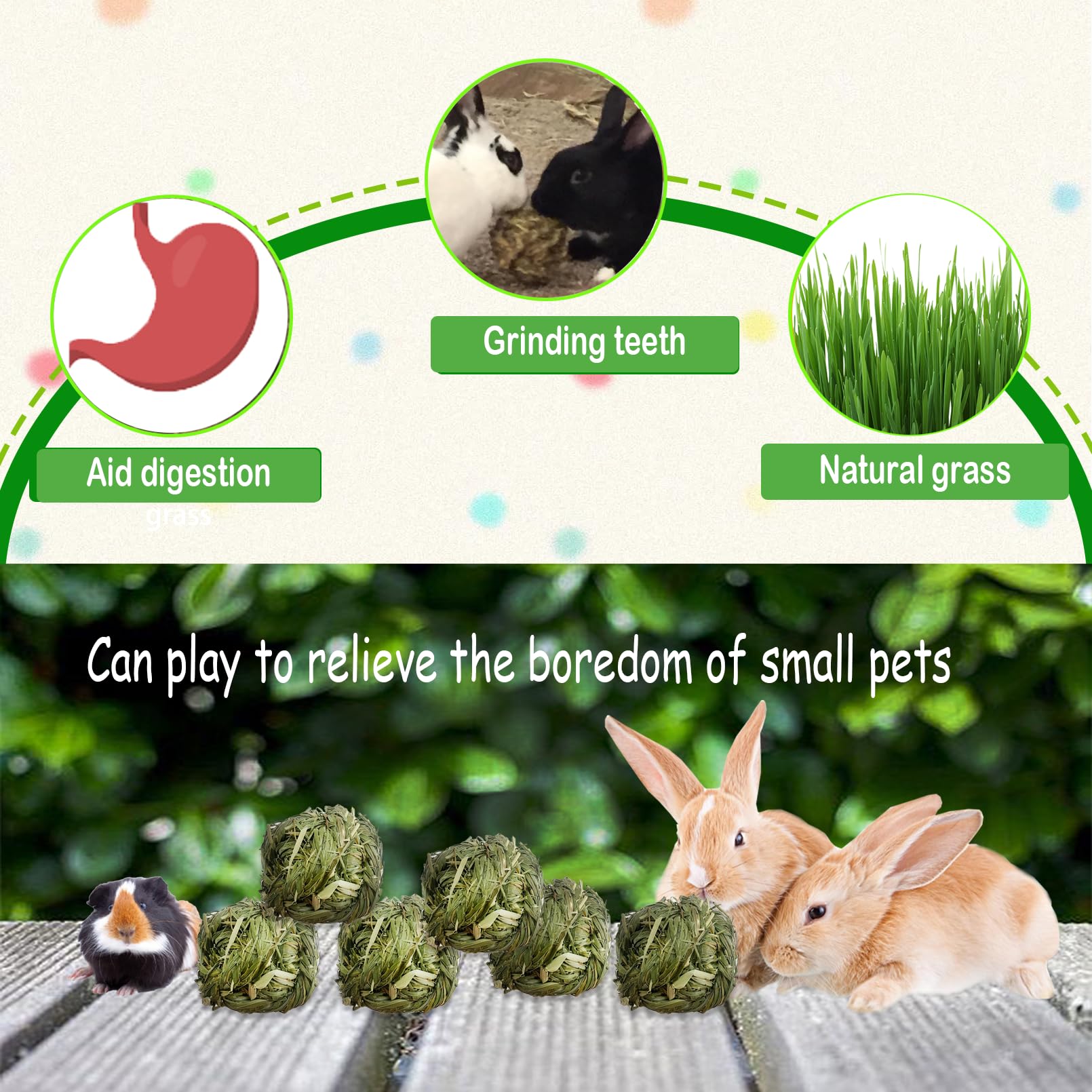 Balle herbe kathson pour cochon d’inde, activité ludique et mastication naturelle.