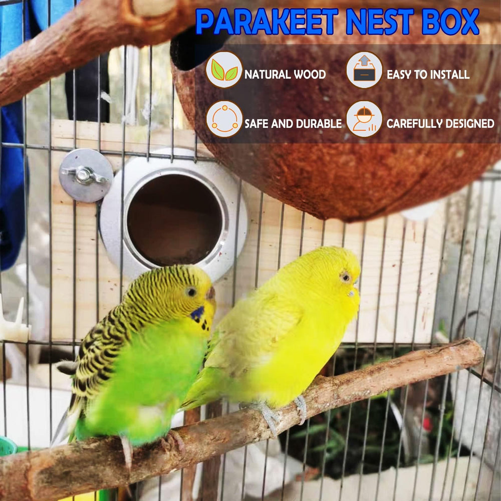 Kathson boîte-nid perruche, baffle intégrée favorisant incubation sécurisée.
