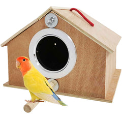 Kathson boîte-nid perruche extérieur bois naturel, abri sûr pour repos et nidification.