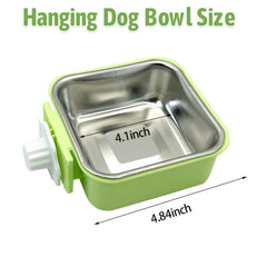 Bol Kathson amovible en inox vert sur cage, pratique et hygiénique.