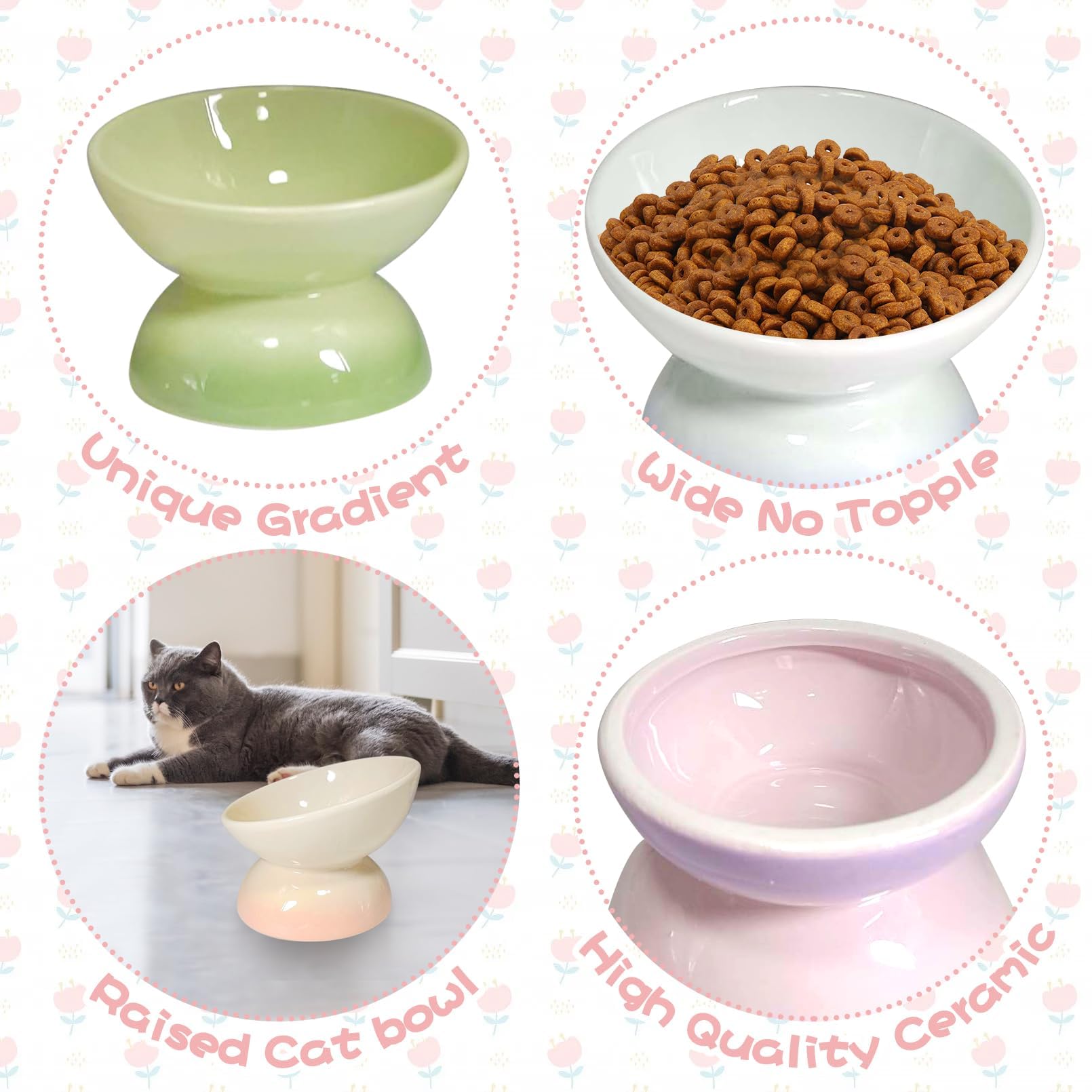 Kathson bol chat incline rose, couleur vive qui égaye l espace repas.