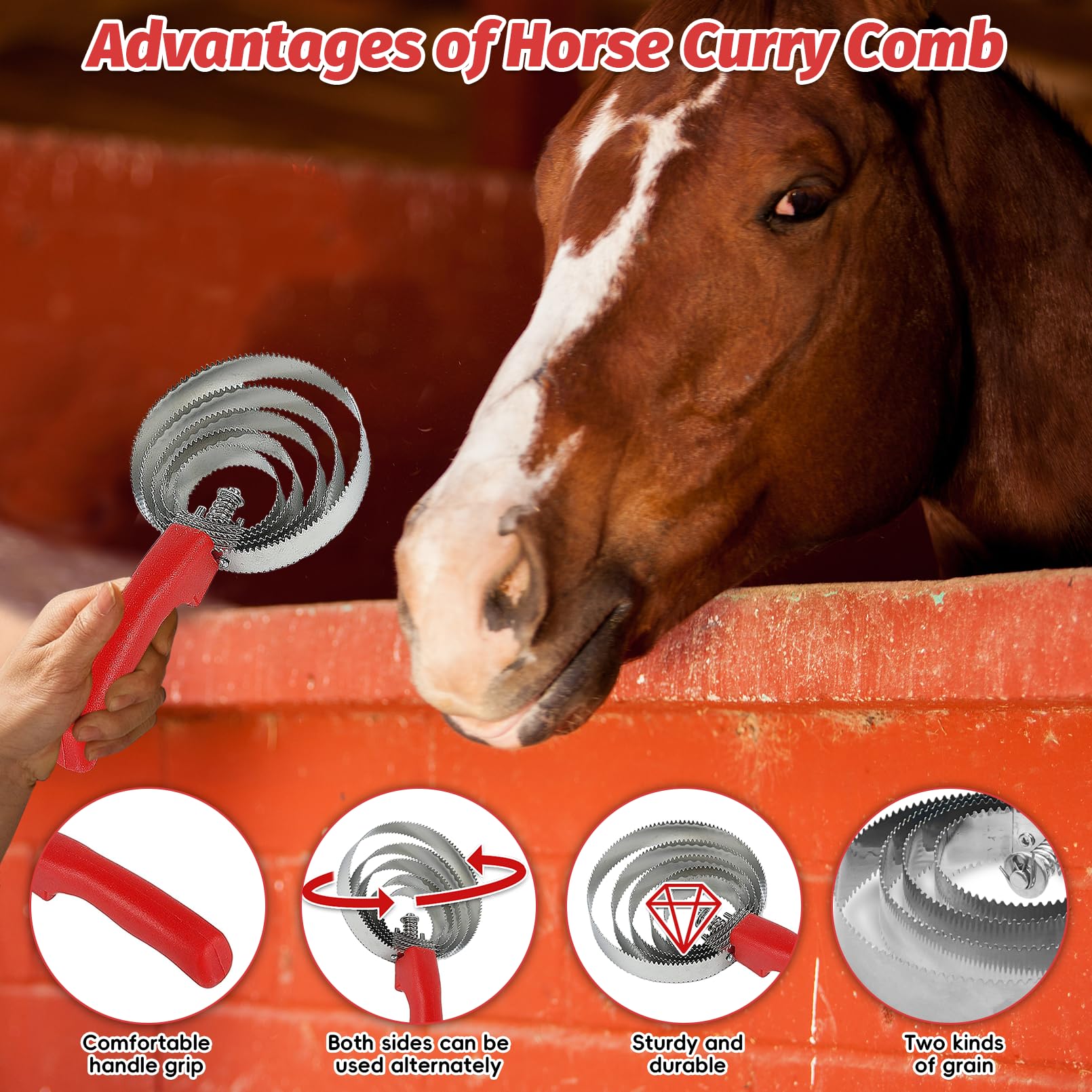 Kathson brosse curry 5 anneaux pour enlever poils et boue tenaces.