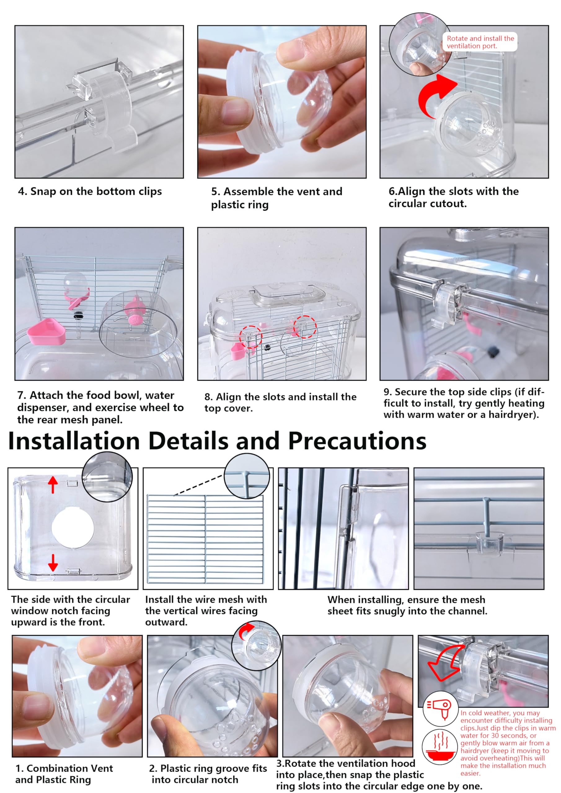 Kathson cage taille 12 pouces convient hamsters nains et gerbilles en mouvement.