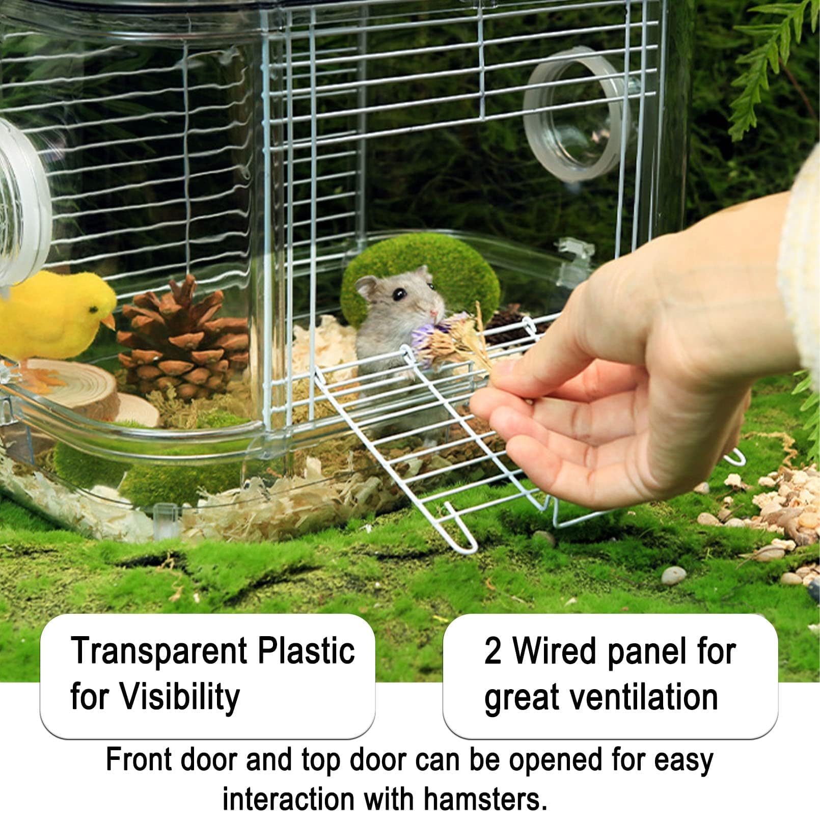 Cage Kathson transport hamsters portable, idéale pour voyager avec votre petit animal.