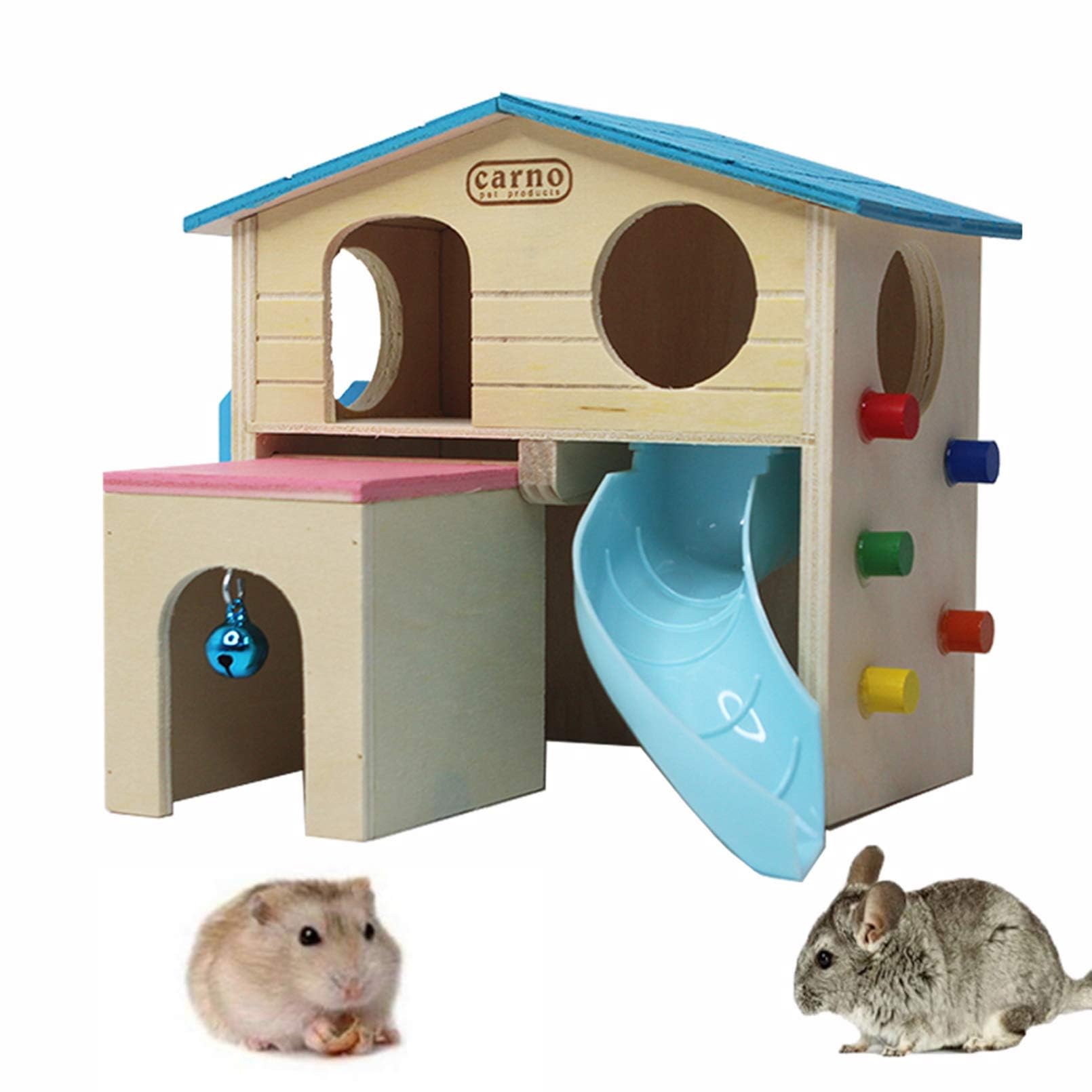 Kathson-maison-hamster-bois-bleu, refuge sûr et ludique pour petits animaux.