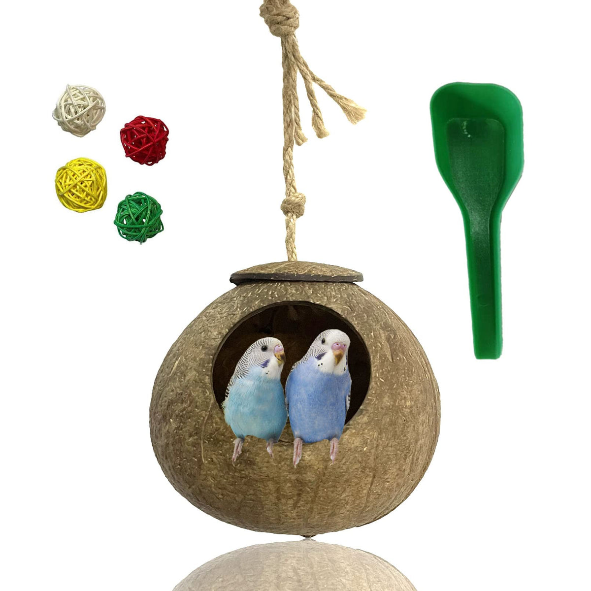 Kathson nid coquille coco suspendu, abri naturel pour oiseau dans la cage.
