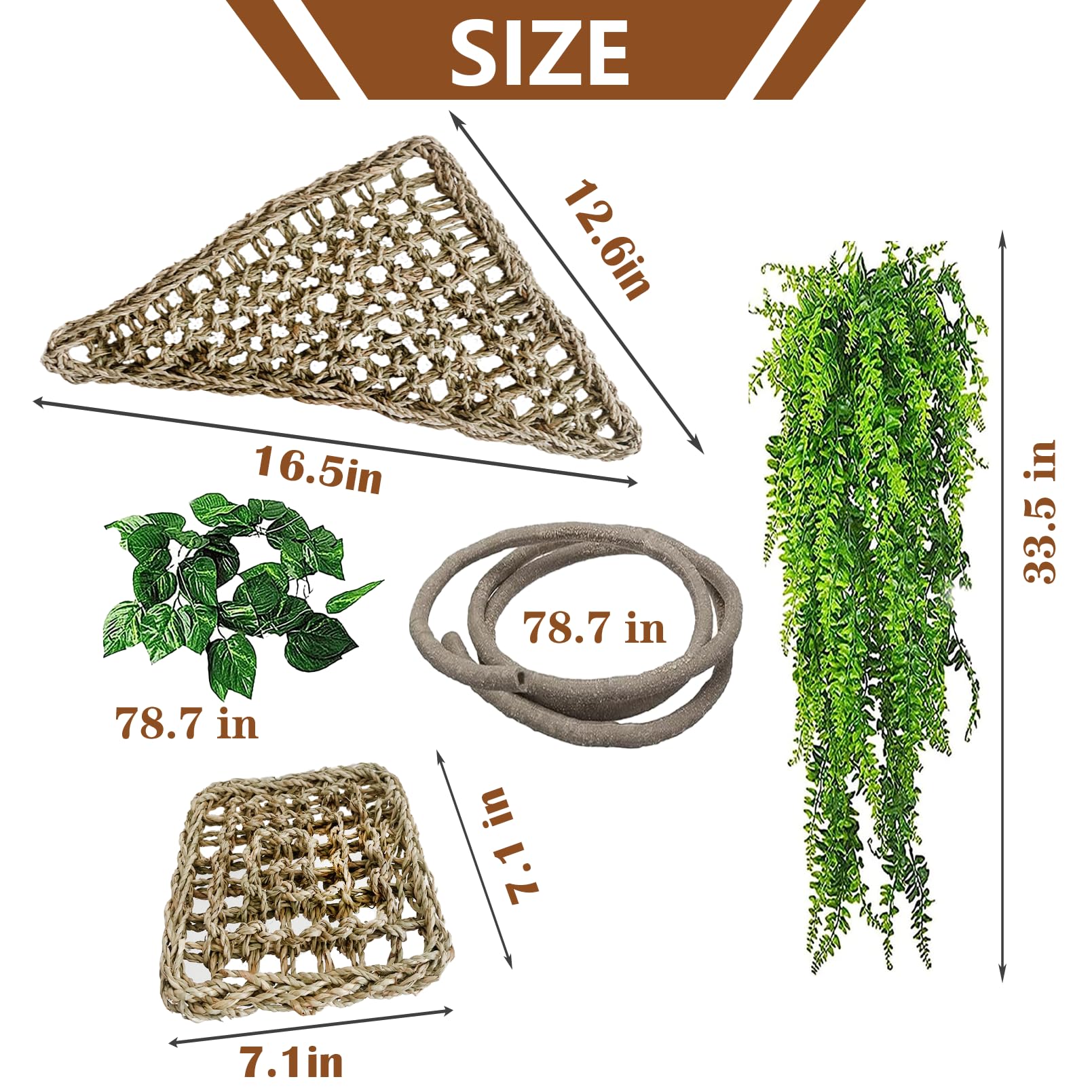 Kathson plantes vignes synthétiques pour reptile, décor naturel et coloré.