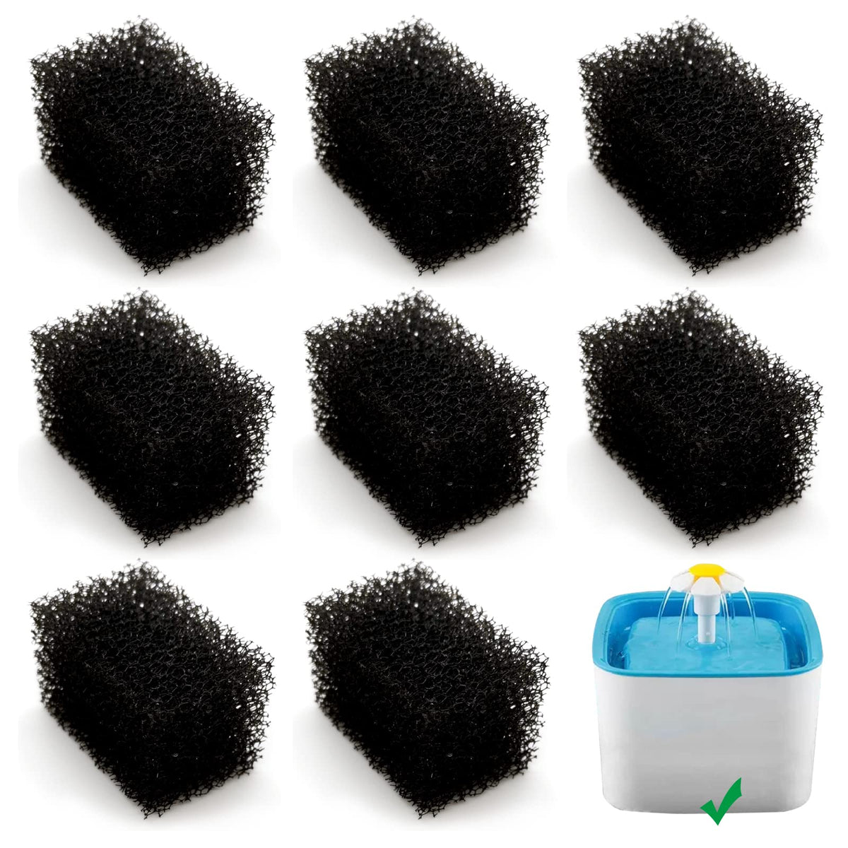 Éponges pré-filtre Katlikatqi pour fontaine chat 2,5 L, filtration simple pour eau plus claire.