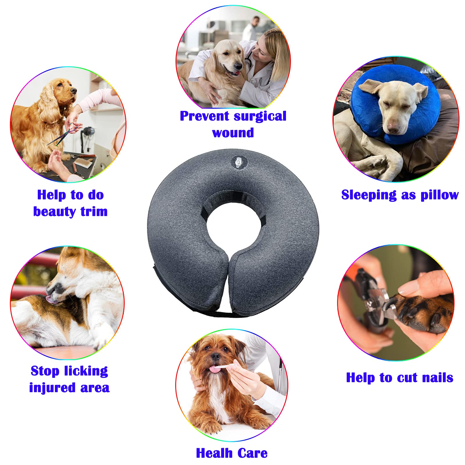Katoggy collier inflable, intérieur PVC amovible pour nettoyage rapide.
