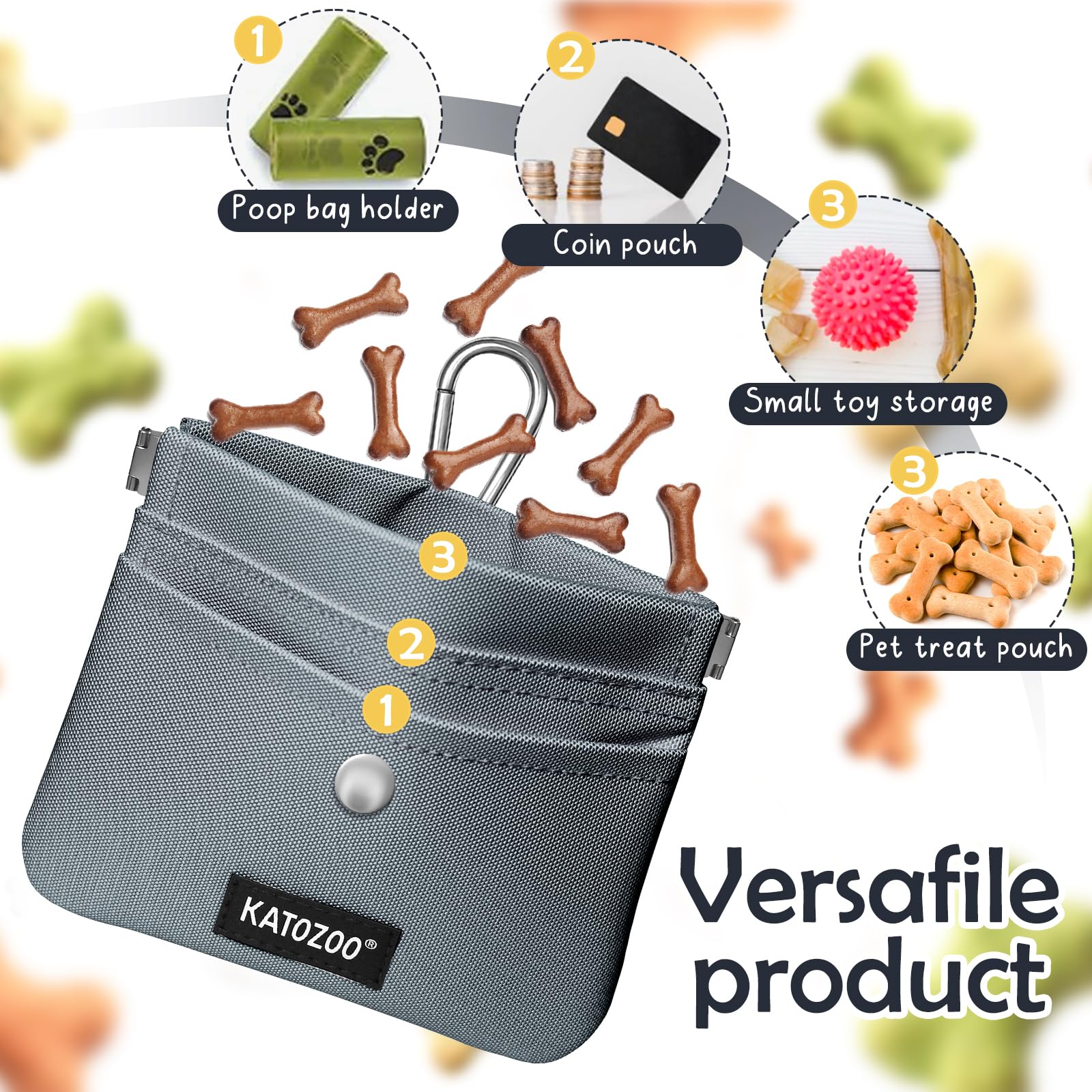 KATOZOO clip carabine pour attacher la poche au sac pendant les sorties.