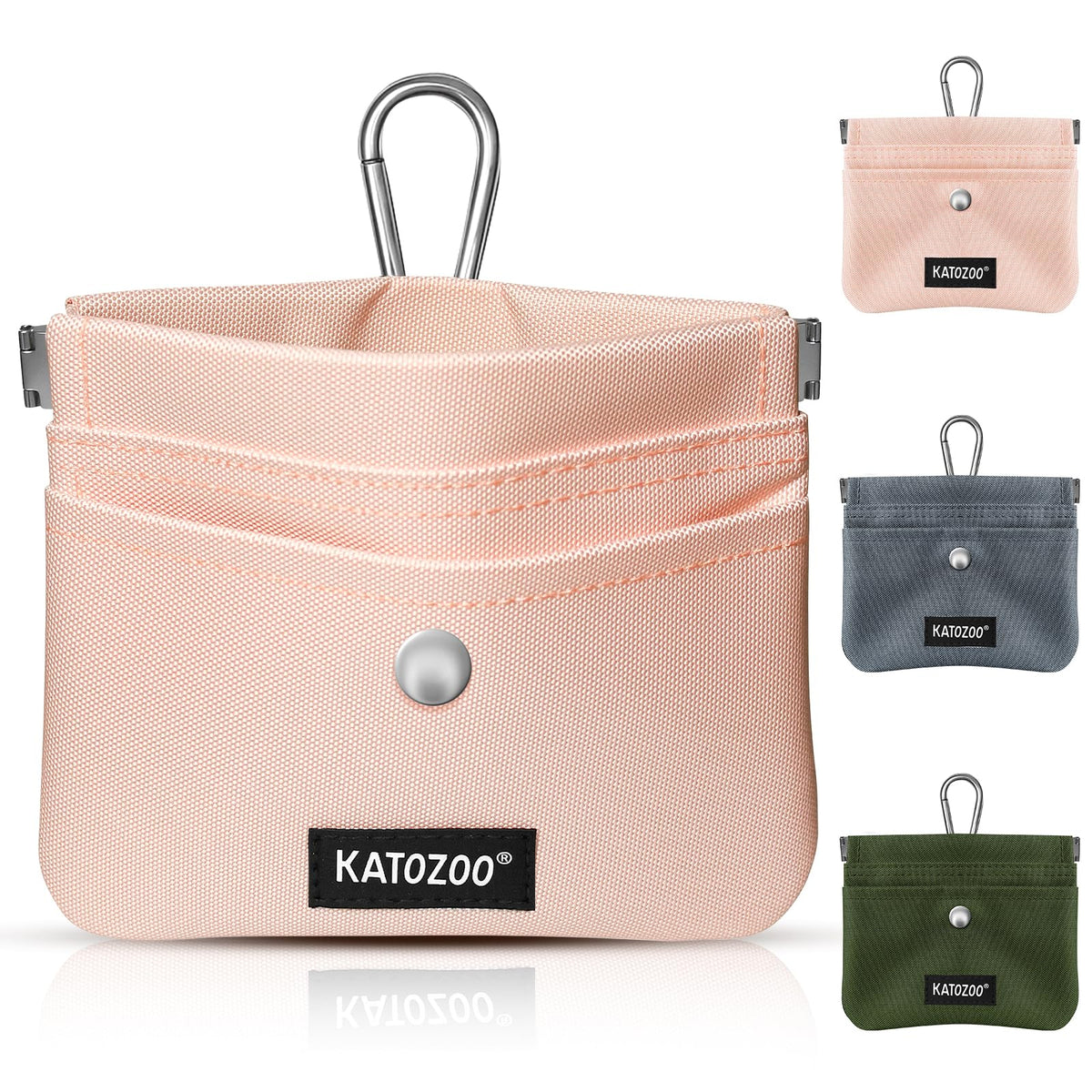 KATOZOO sac croquettes rose, mains libres, accès rapide lors des balades.