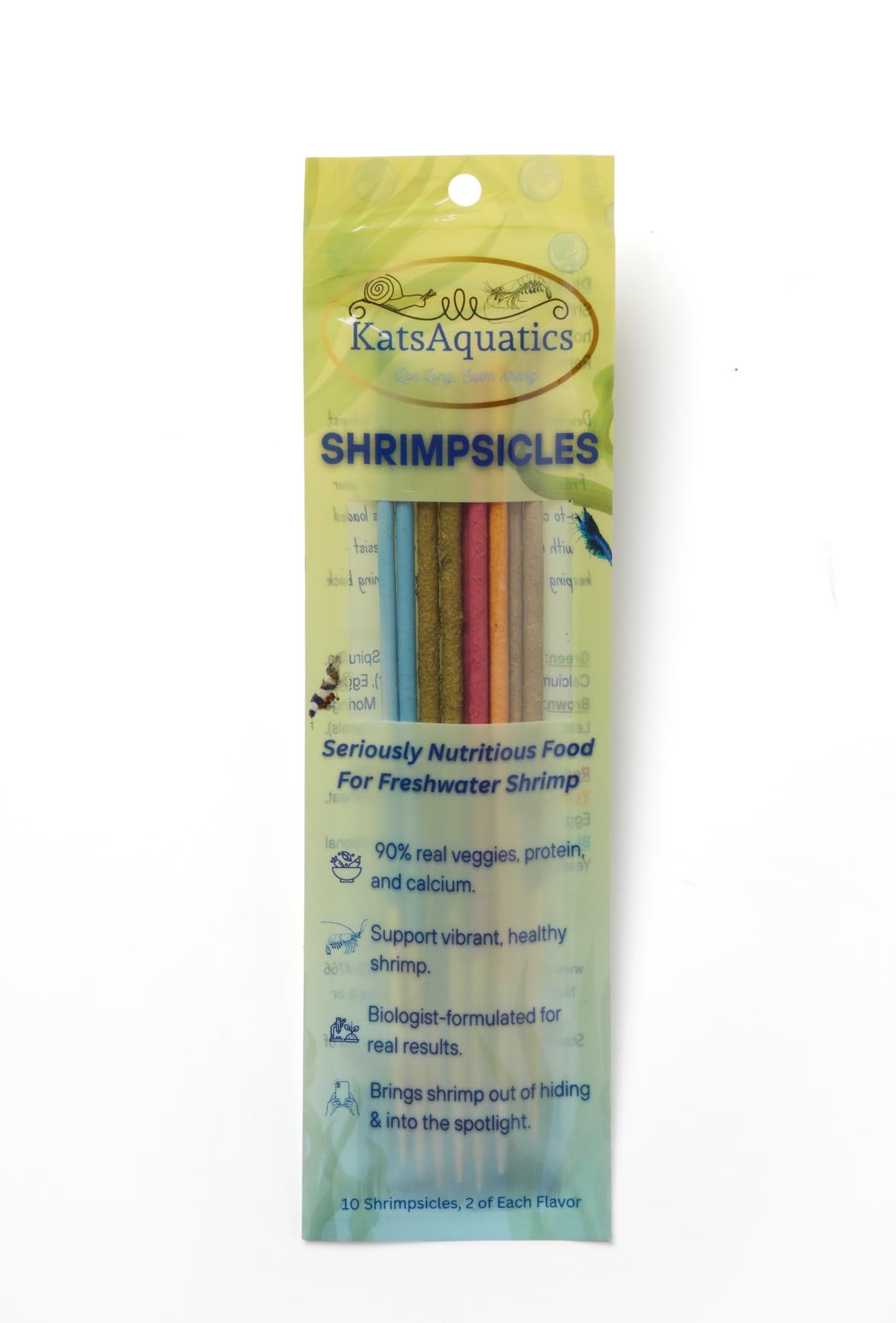KatsAquatics Shrimpsicles – baton-escargots: aliment équilibré pour escargots.
