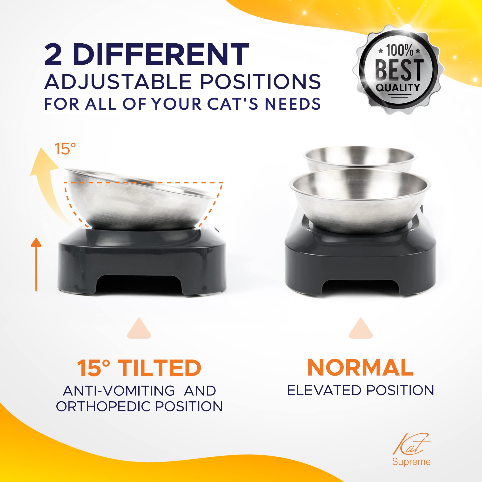 Bol KatSupreme anti-vomissements pour chats, réduction des éclaboussures pendant le repas.