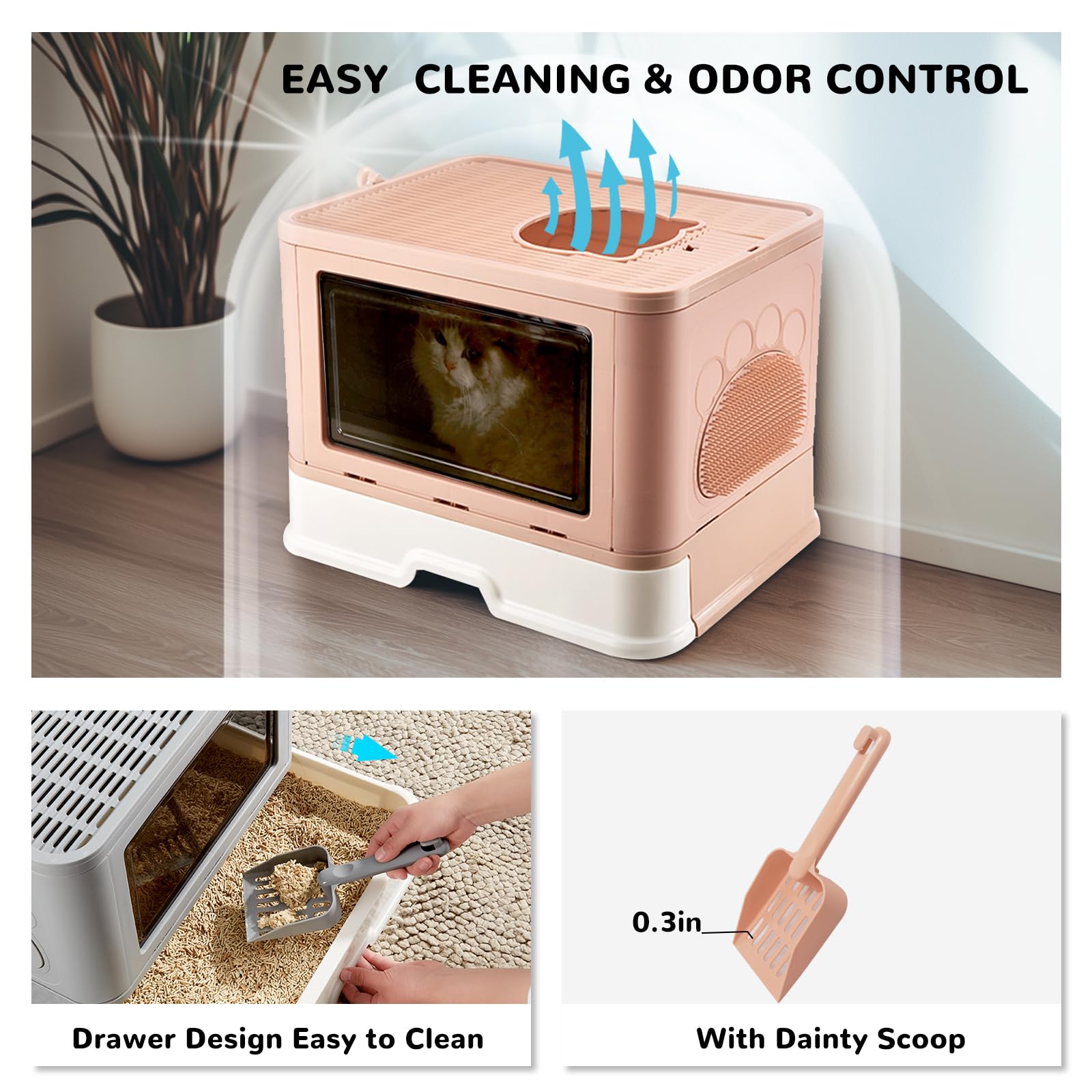 Kattypet litière espace rangement: emplacement pour sacs et déodorant.