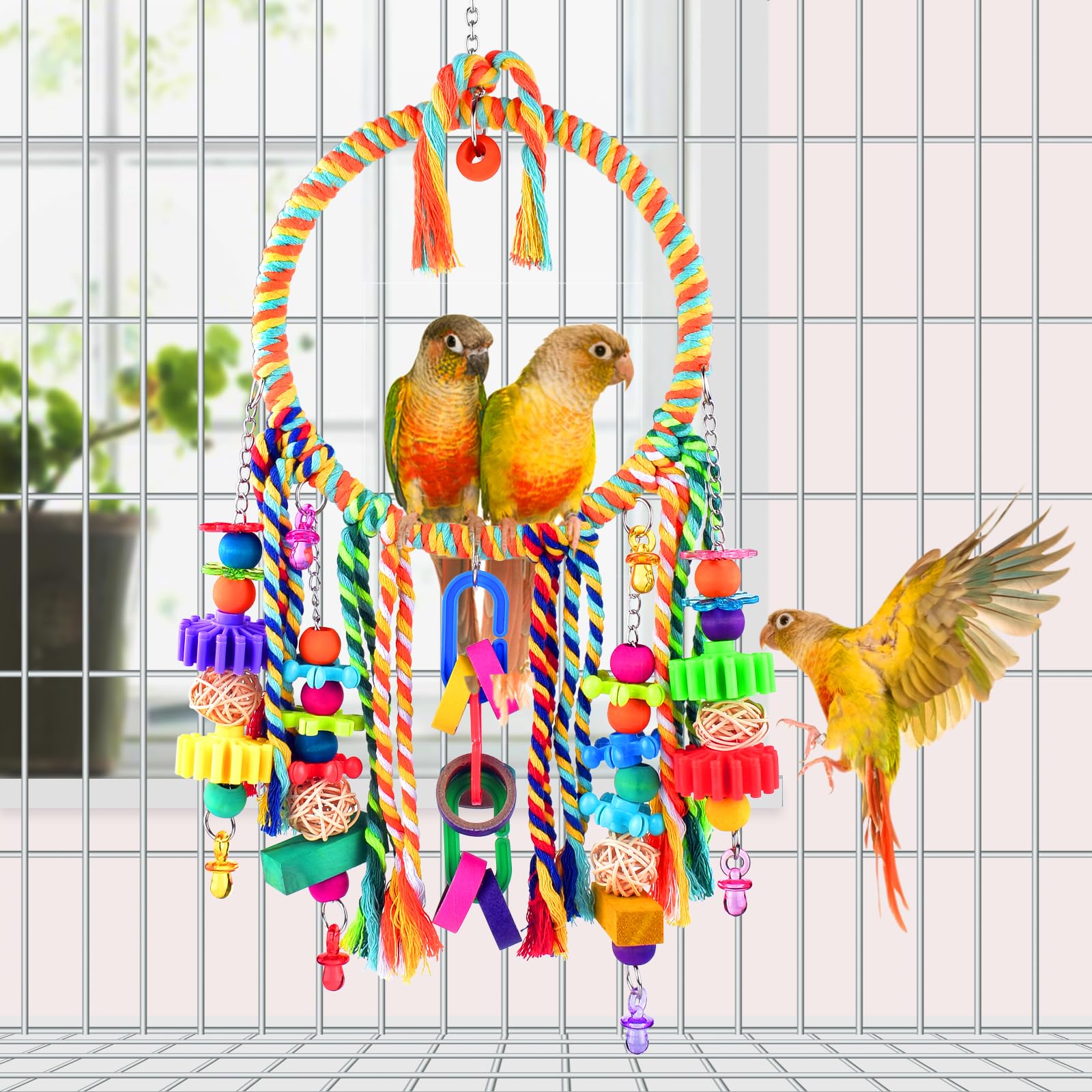 KATUMO jouet coloré divertissement pour petits oiseaux, engagement durable.