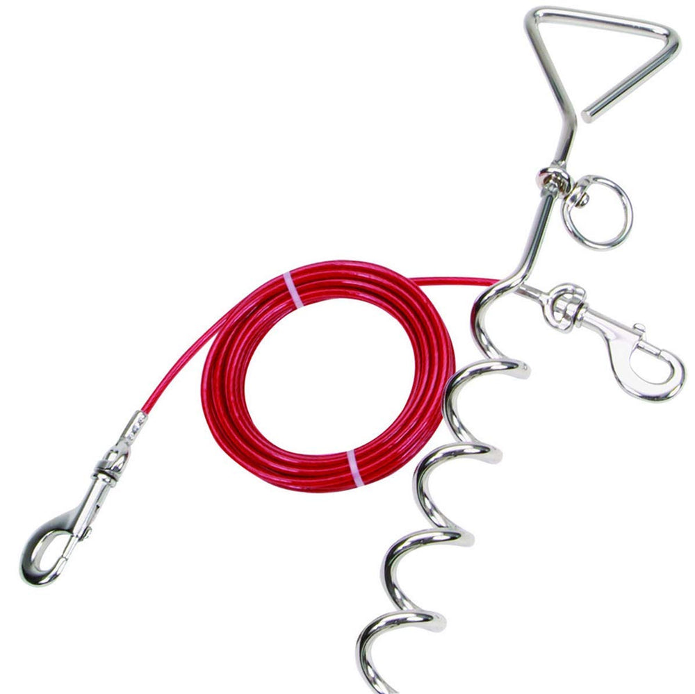 Katzco - ancre tire-bouchon chrome pour fixation sécurisée du chien