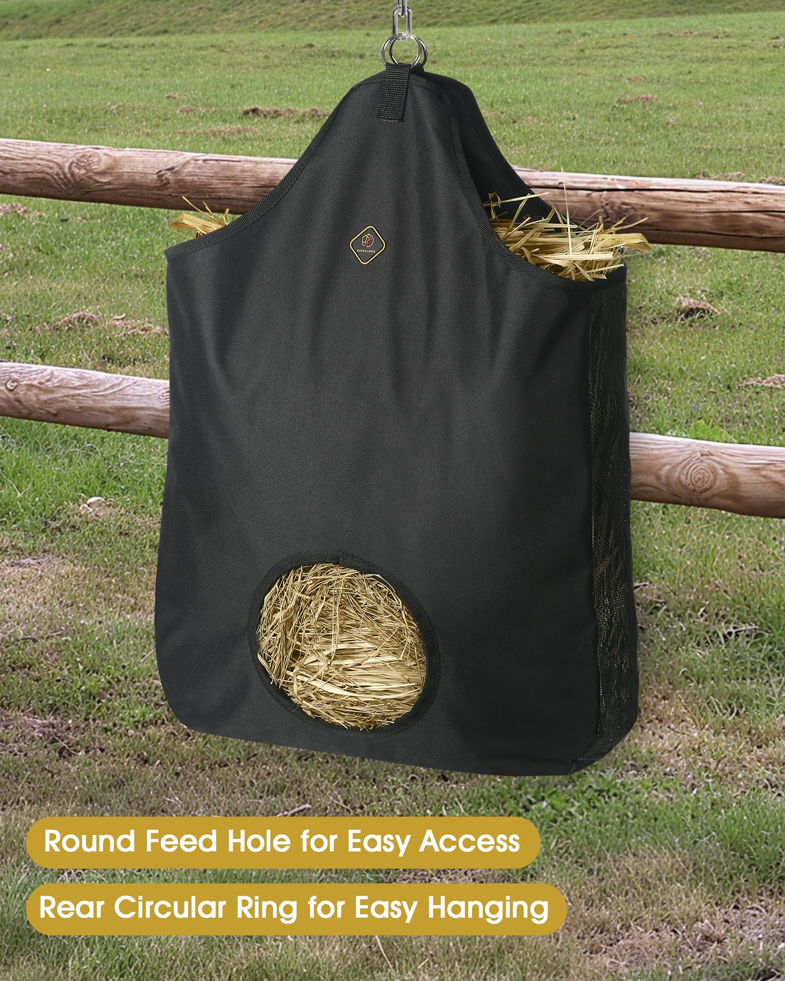 Kavallerie Sac à foin anneaux métal en haut, options de suspension flexibles.