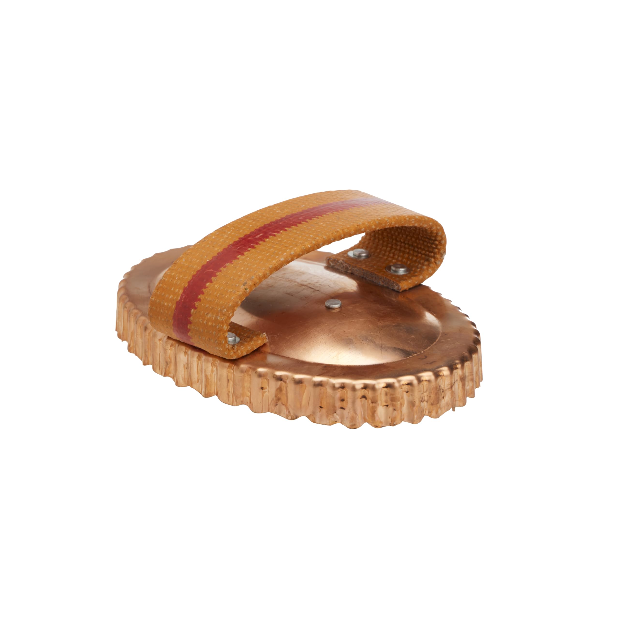 Kawell USA brosse curry cuivre, poignée ergonomique, pour un toilettage confortable du cheval.