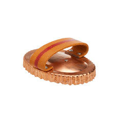 Kawell USA brosse curry cuivre, poignée ergonomique, pour un toilettage confortable du cheval.