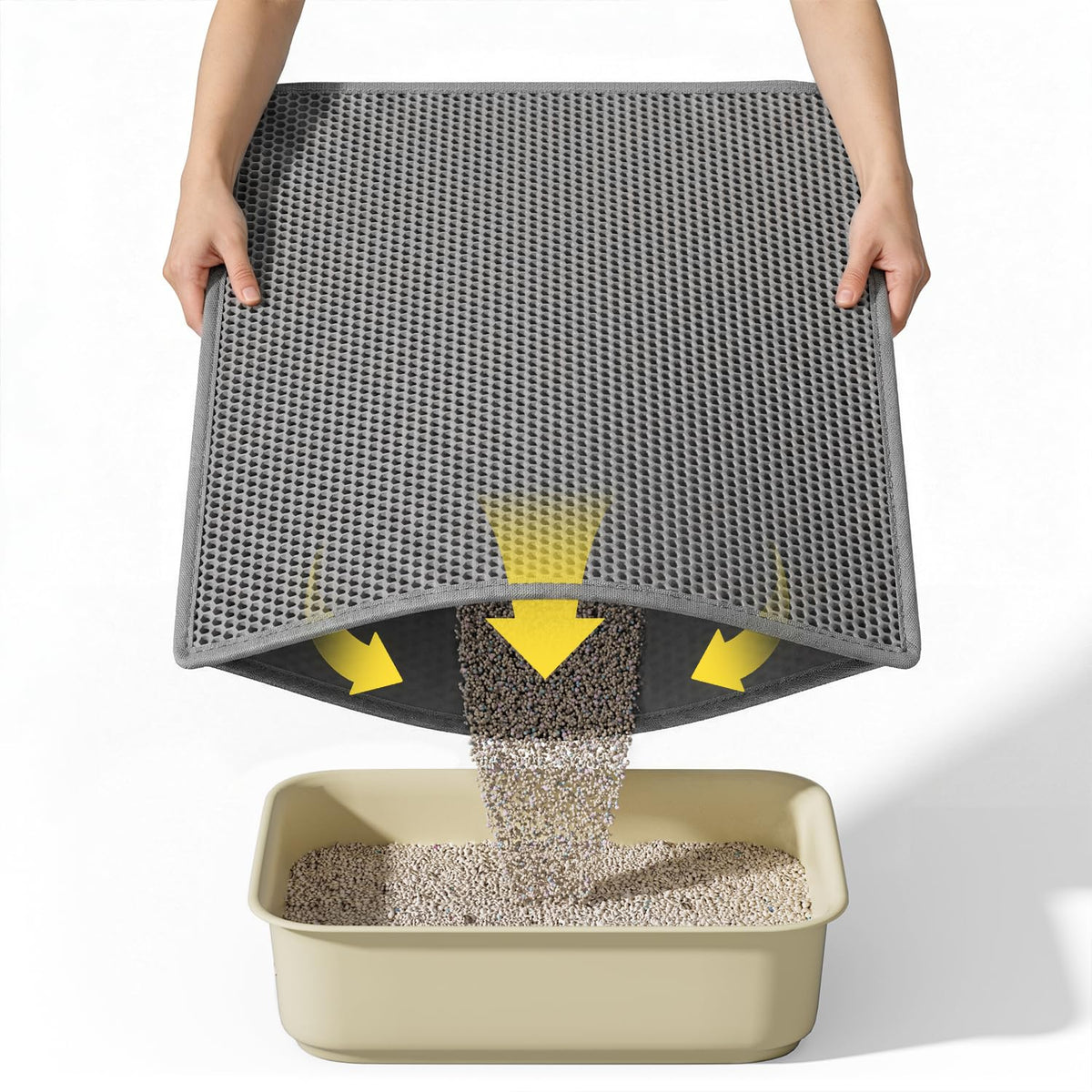 Le tapis Kaxionage litière chat double couche hexagonale capte les grains
